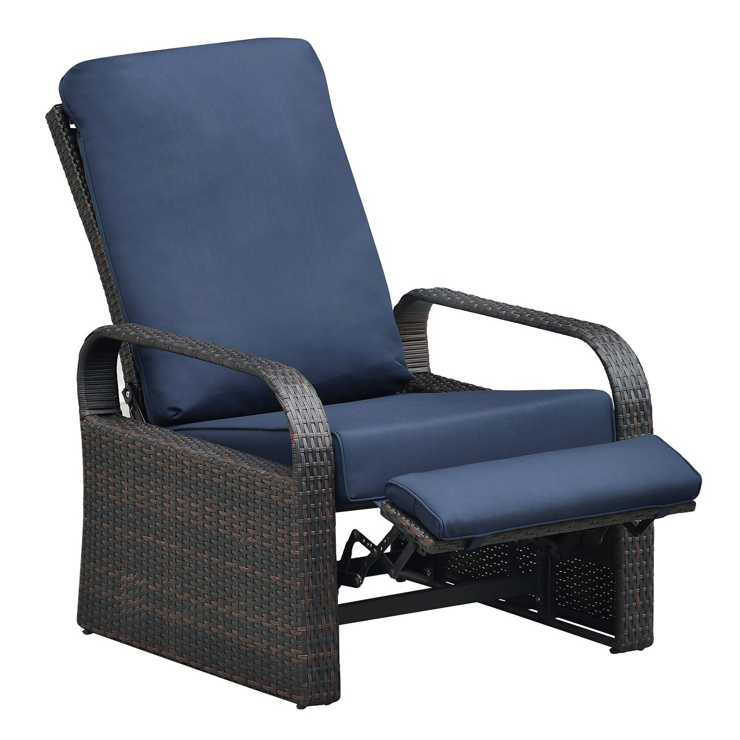 Outdoor Recliner Chair; Automatic Adjustable Wicker Lounge Recliner Chair With 5.12'' Thicken Cushion
