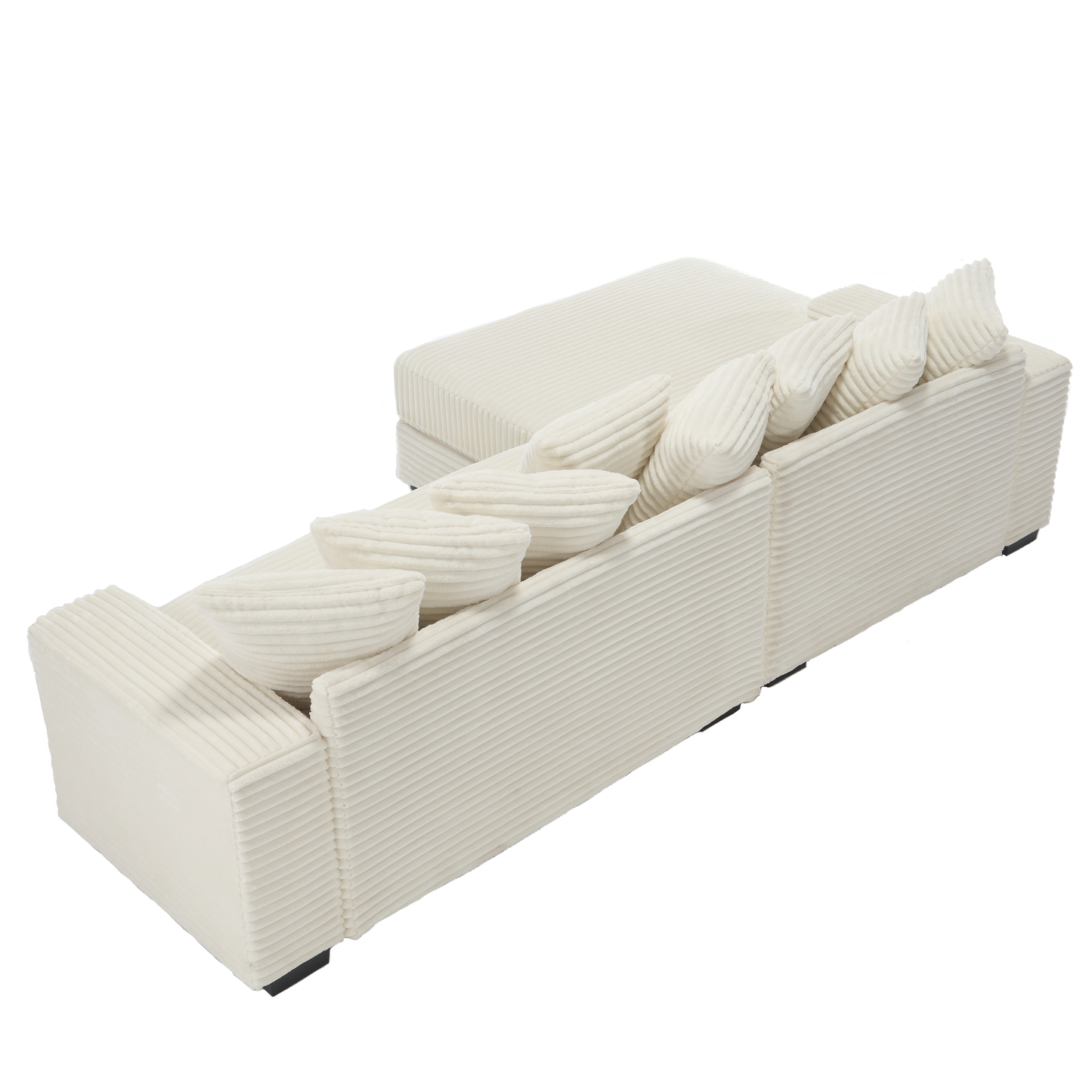 Oversized Two-Piece Couches, L Shaped Sofa, Corduroy, Left Chaise Daybed,with Armrests,Eight Throw Pillows,Corner Sofa
