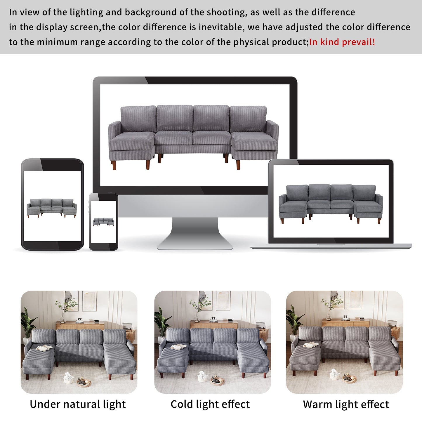 U-Shaped Sponge-Filled Cushion Combination Sofa, Suitable for Living Rooms, Studies, and Spacious Spaces