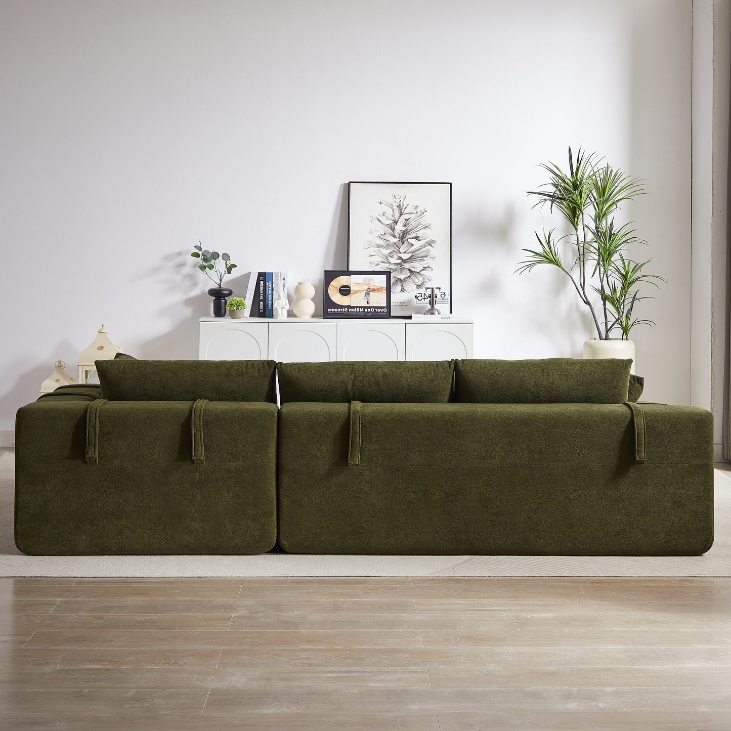 Modern Chenille Upholstered Sectional Sofa Couch Set,Modular 108" L Shaped Sectional Living Room Sofa Set With 6 Pillows