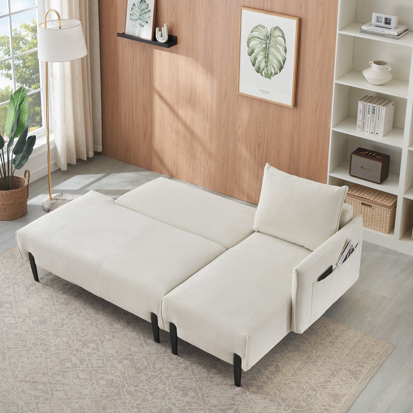79.50 Inches Long, Velvet Sofa Fabric, With Three Matching Pillows and Spacious and Comfortable Seats