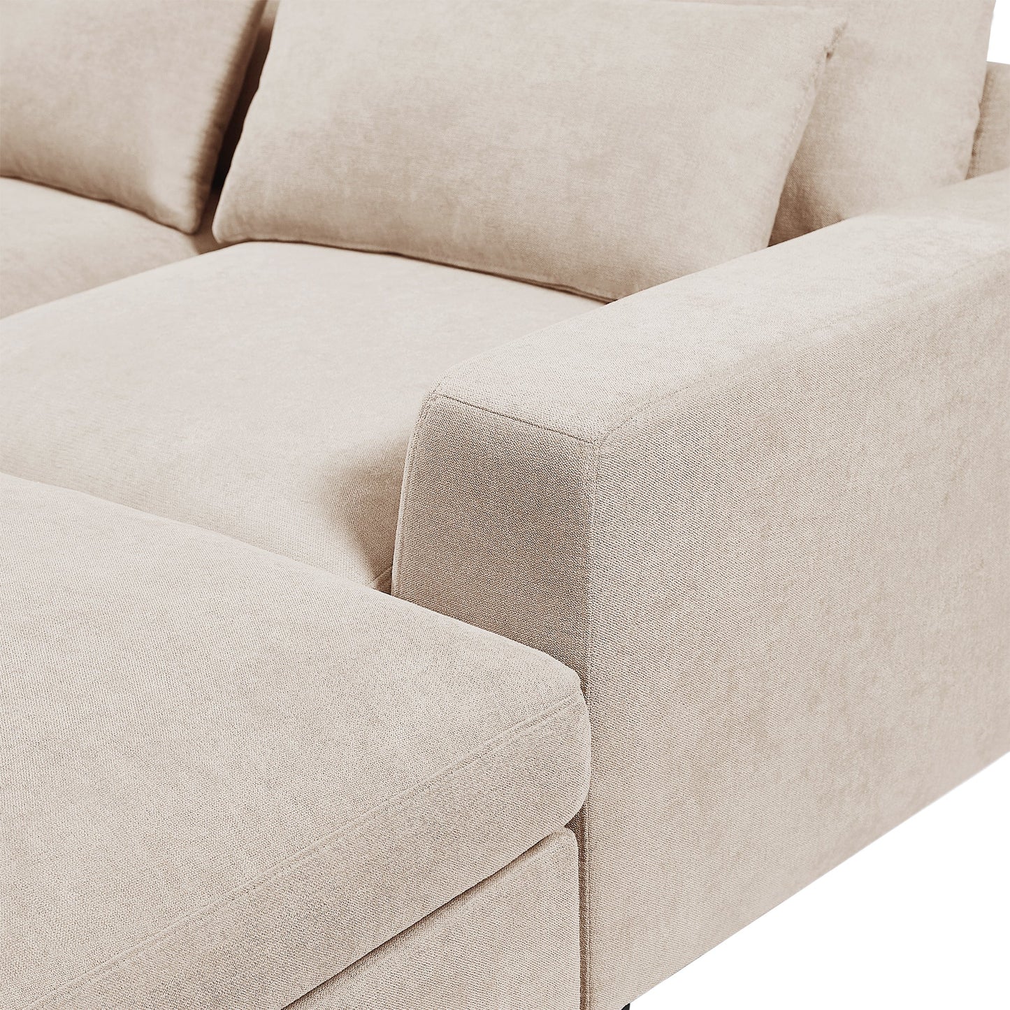 Modern Large L-Shape Feather Filled Sectional Sofa, Convertible Sofa Couch