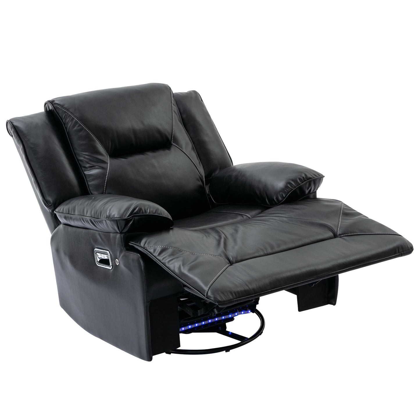 360° Swivel and Rocking Home Theater Recliner Manual Recliner Chair With a LED Light Strip for Living Room,Bedroom