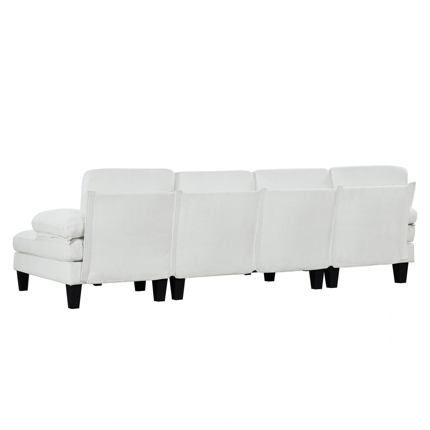 112*56" Granular Velvet Sofa,U-Shaped Couch With Oversized Seat,6-Seat Sofa Bed With Double Chaise,Comfortable and Spacious