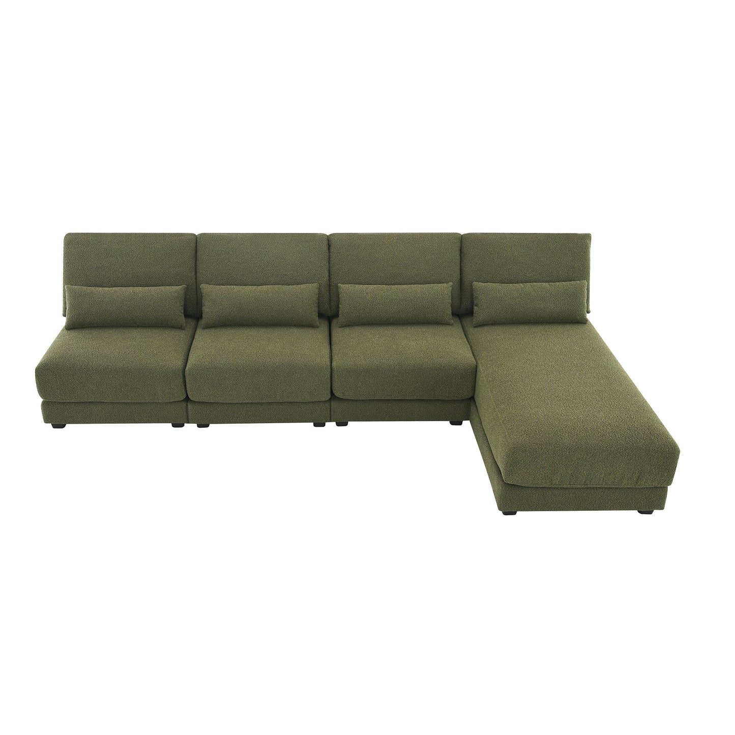 120*61" Oversized Deep Seat Sectional Sofa With Reversible Chaise,Loop Yarn Fabric 5-Seat Armless Indoor Furniture