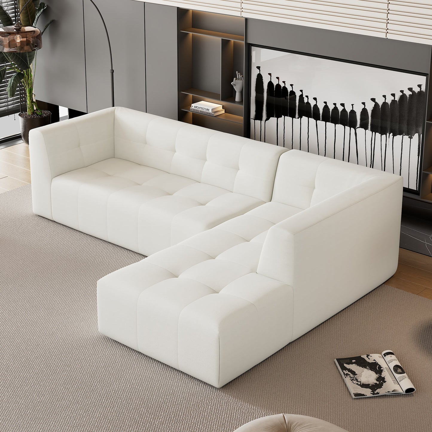 112.2*74" Modular Modular Combination Living Room Sofa Set, Modern Minimalist Sofa, Living Room Upholstered Sofa Bed