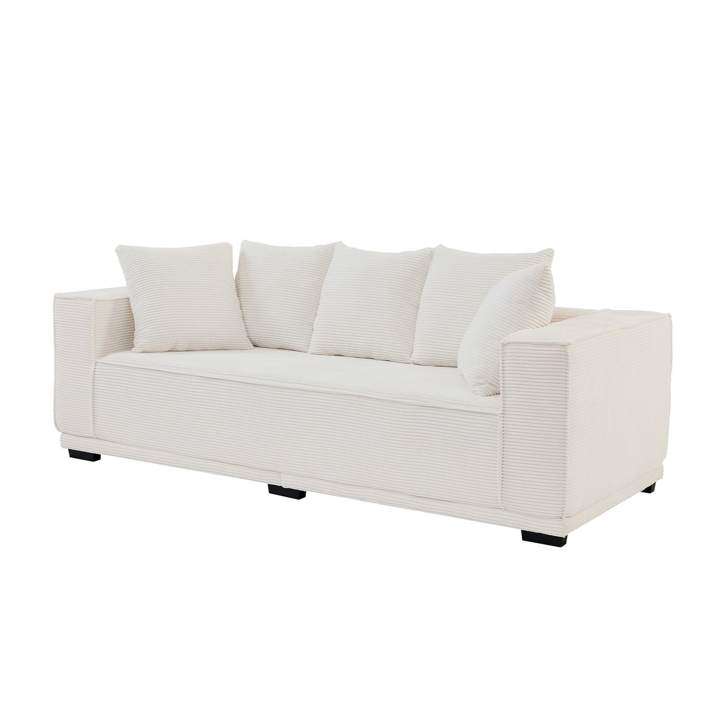 88.97'' Mid Century Modern Upholstered Sofa With 5 Matching Toss Pillows, Including Bottom Frame,Comfy Couches