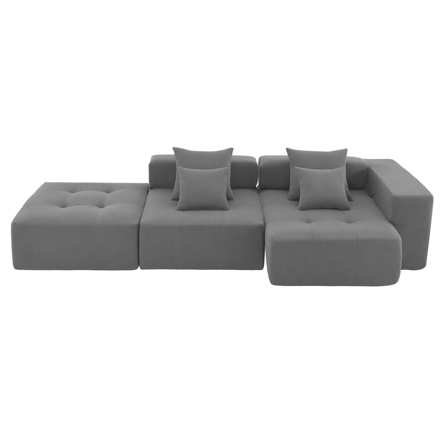 105.5''L Shaped Modular Sectional Sofa,Minimalist Corduroy Floor Couch Set,Convertible Foam-Filled Cloud Compressed Couch