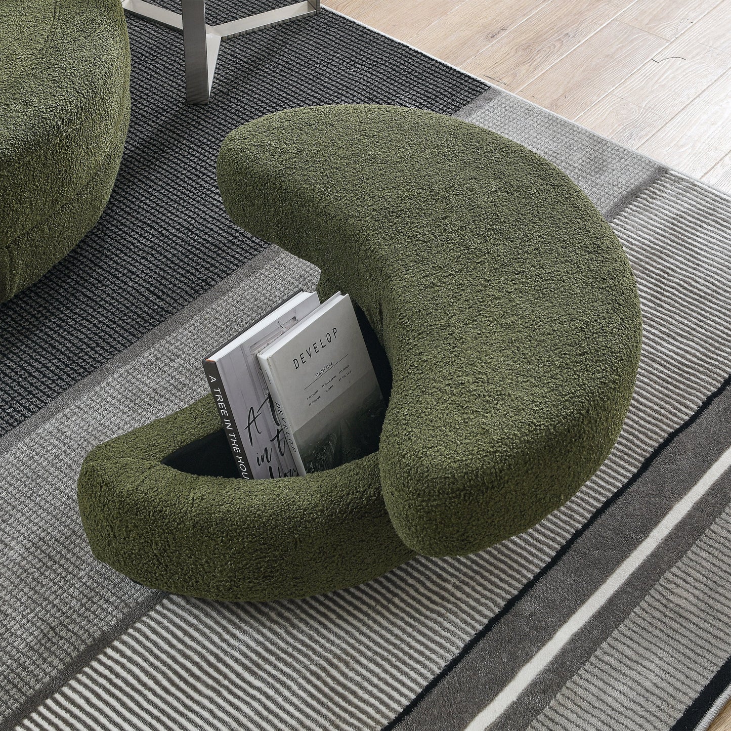 39"W Oversized Swivel Chair With Moon Storage Ottoman for Living Room, Modern Accent Round Loveseat Circle