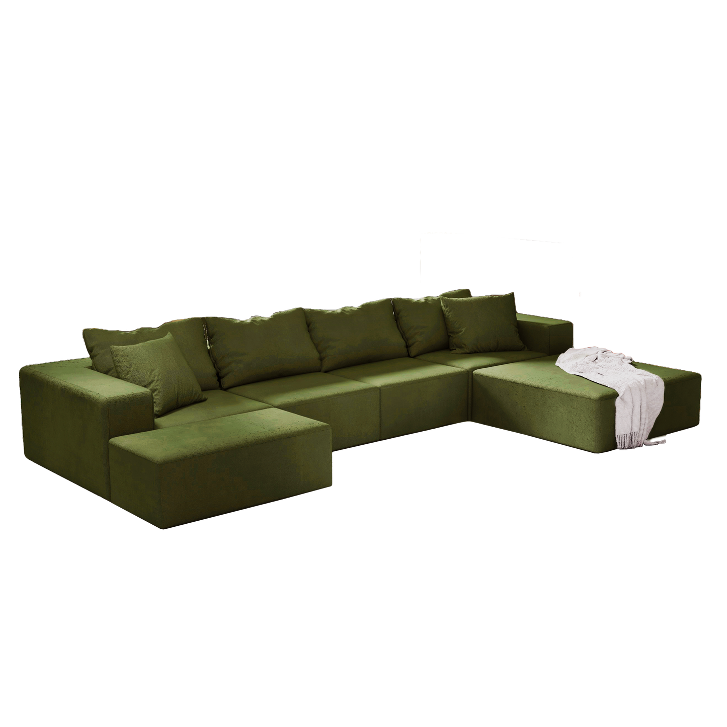 Modern Upholstered Sectional Sofa Couch Set,Modular 132" L Shaped Sectional Living Room Sofa Set With 6 Pillows