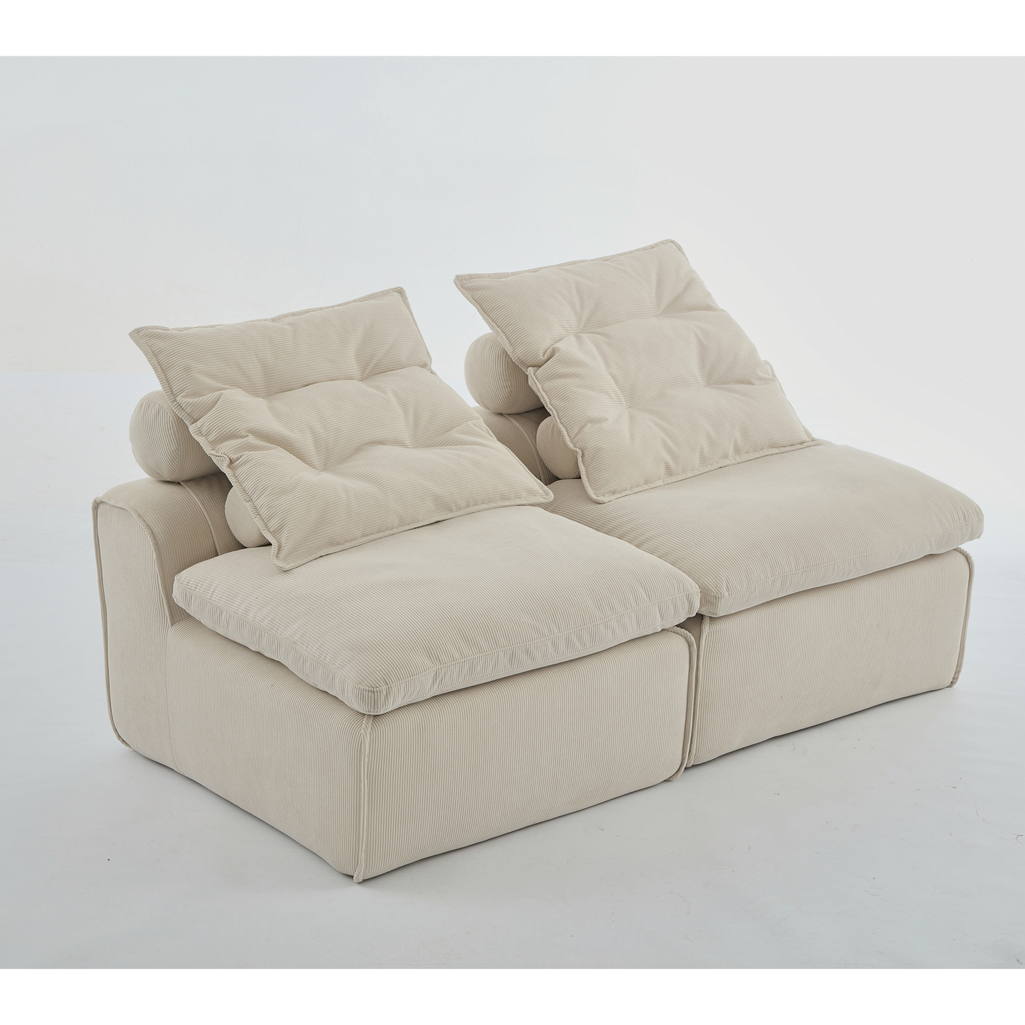 Modular Sofa,No Armrests,At Will DIY,Soft Corduroy Fabric,Neck Pillow-Back Lounge Sofa Chair,Reading Nook, or Apartment