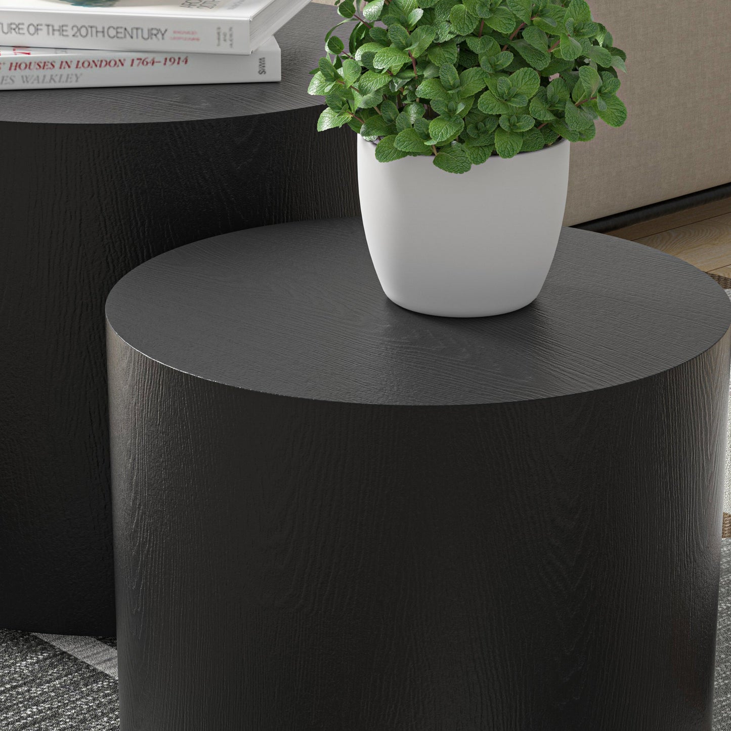 MDF With Ash/Oak/Walnut Veneer Side Table/Coffee Table/End Table/Nesting Table Set of 2 for Living Room,office,bedroom