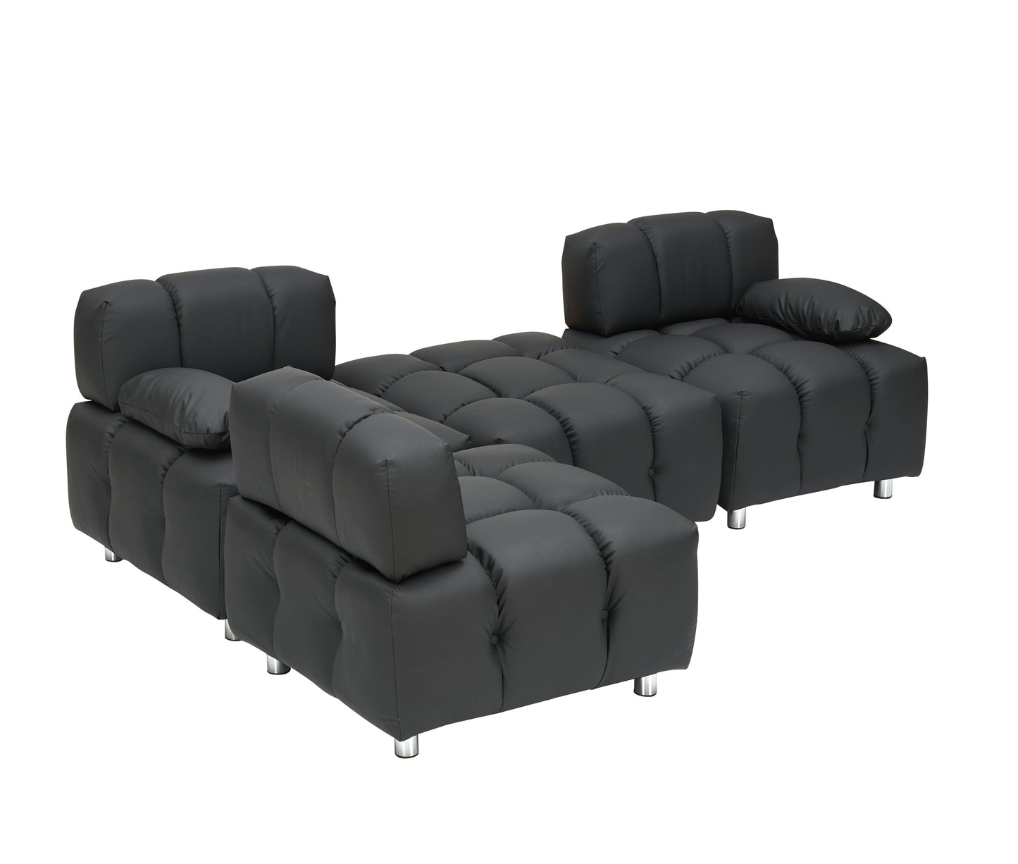 A 90.60-Inch Technology Cloth Black Sofa, Waterproof, Stain and Cat Scratch Resistant, Can Comfortably Sit