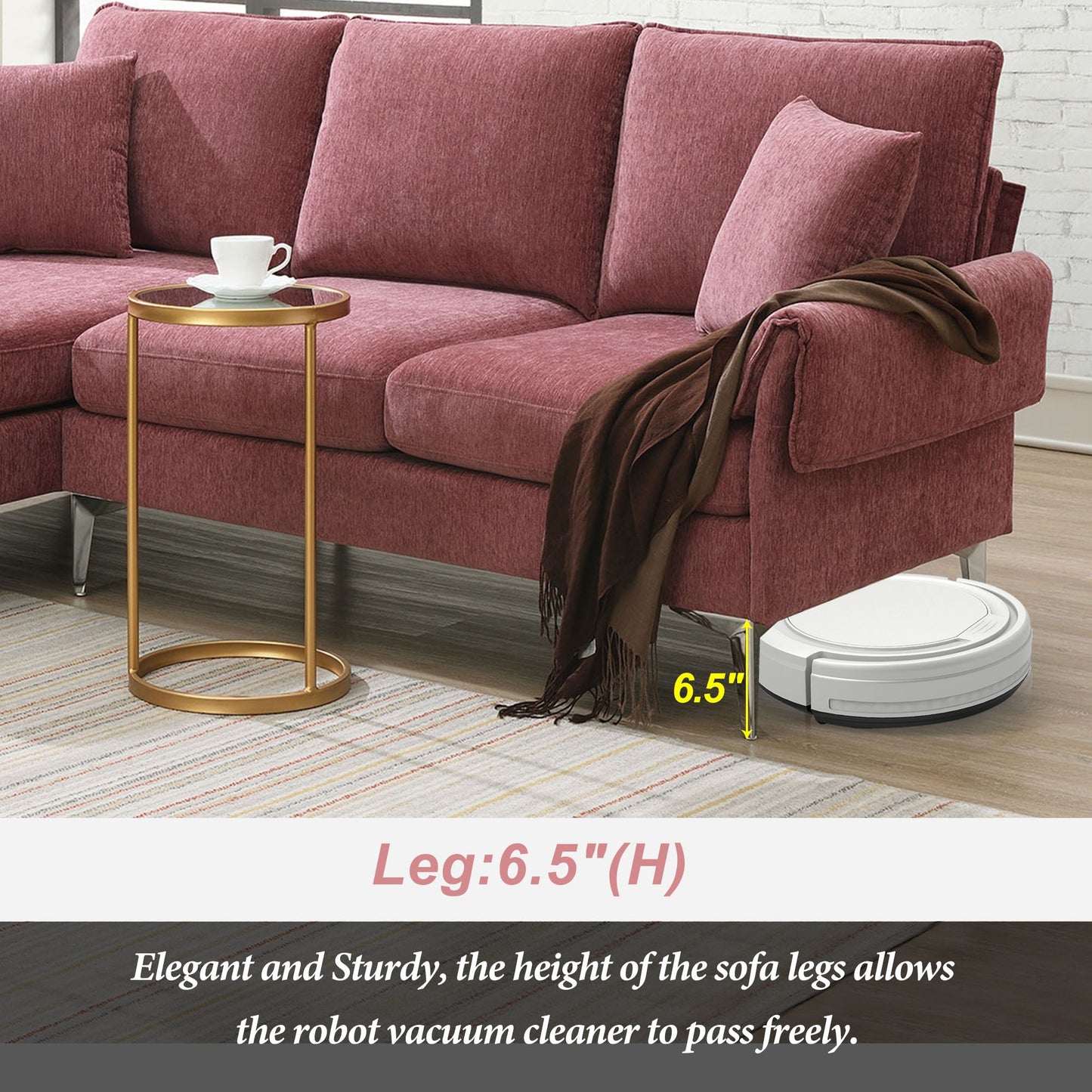 84 "Modern Chenille L-Shaped Sofa With Reversible Lounge,Convertible Sectional Couch Set,4 Seat Indoor Furniture