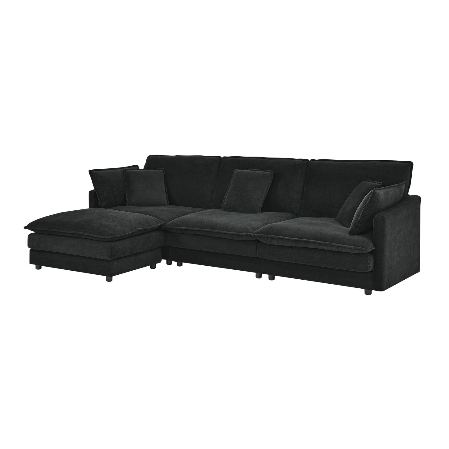 Modern Home Living Room L-Shaped Sectional Sofa Couches With Storage Ottoman, Convertible Oversized 4 Seater Couch