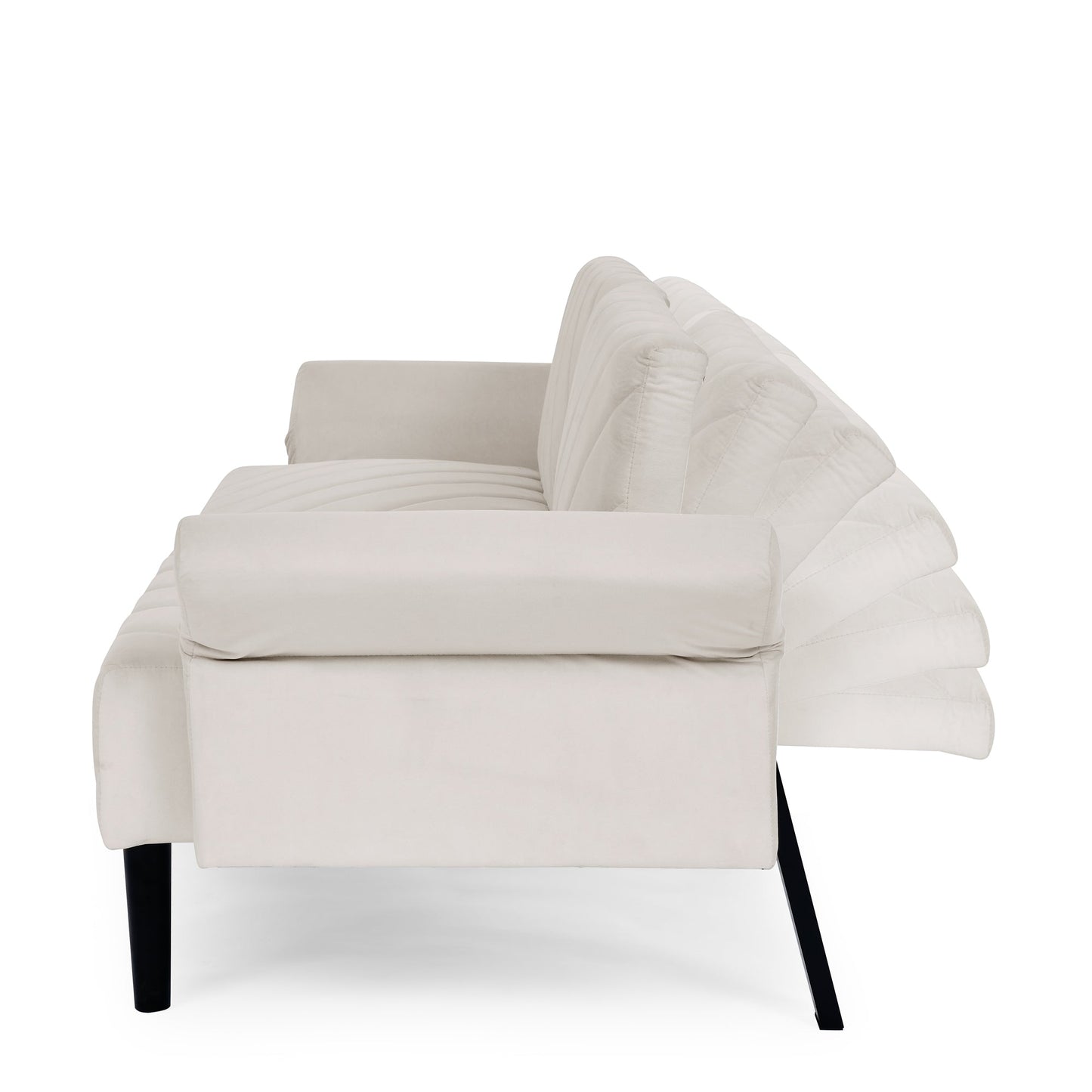 Velvet Futon Couch Convertible Folding Sofa Bed Tufted Couch With Adjustable Armrests for Apartment