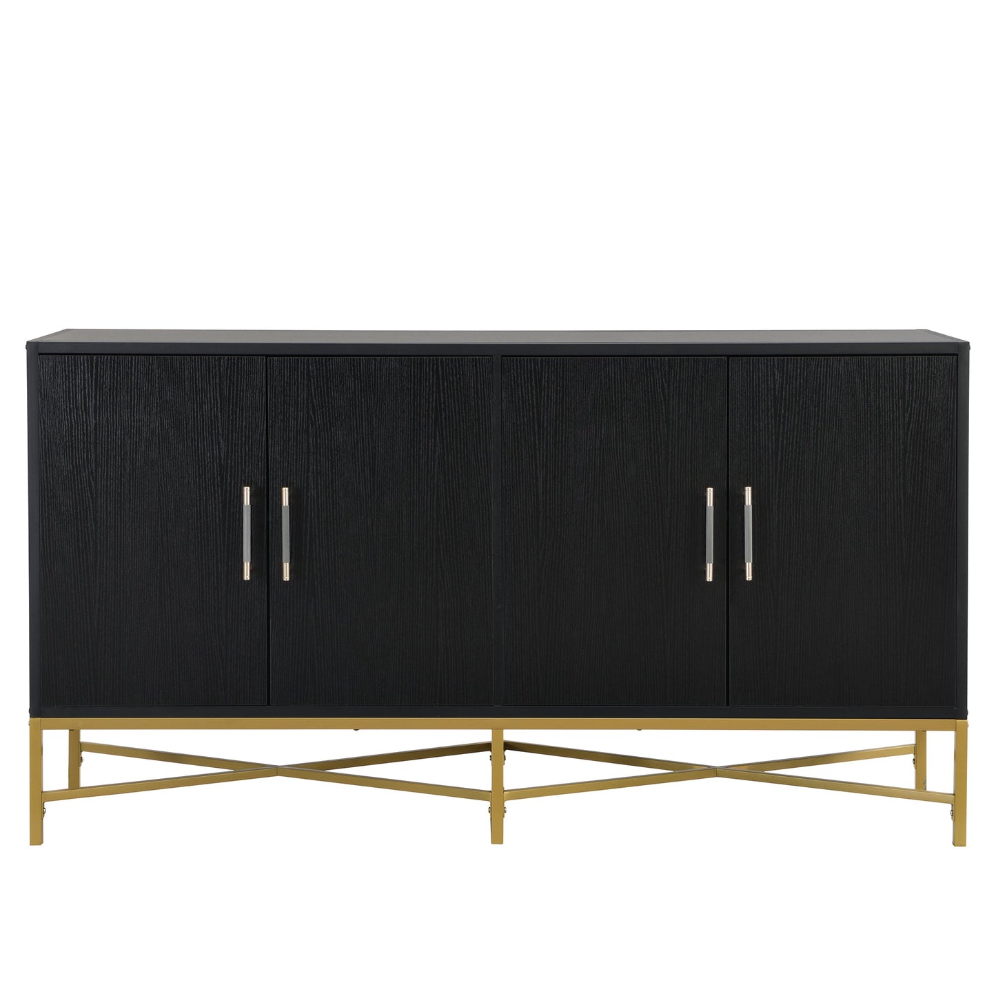 Distinctive Features of Four-Door Sideboard With Metal and Cross-Leg Design,Suitable for Living Rooms,Entrance and Study