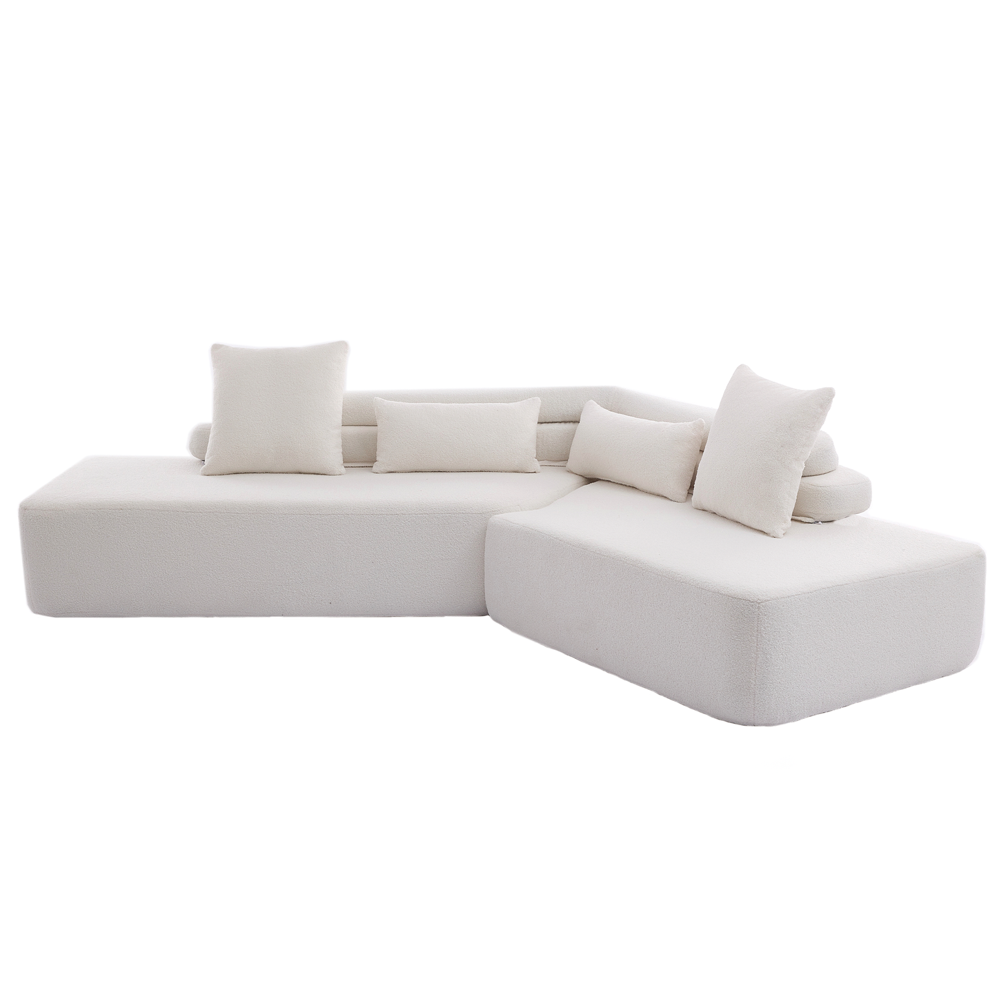 128"Minimalist Cloud Sectional Couch ,Modern Couches ,4-Seater ,No Assembly,Two Modular Sofa,Boucle Teddy Fabric, Upholstered