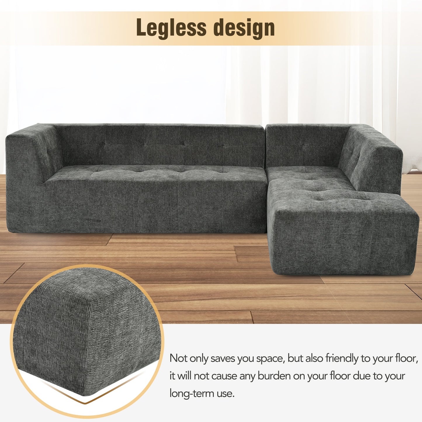 112.2*74" Modular Modular Combination Living Room Sofa Set, Modern Minimalist Sofa, Living Room Upholstered Sofa Bed