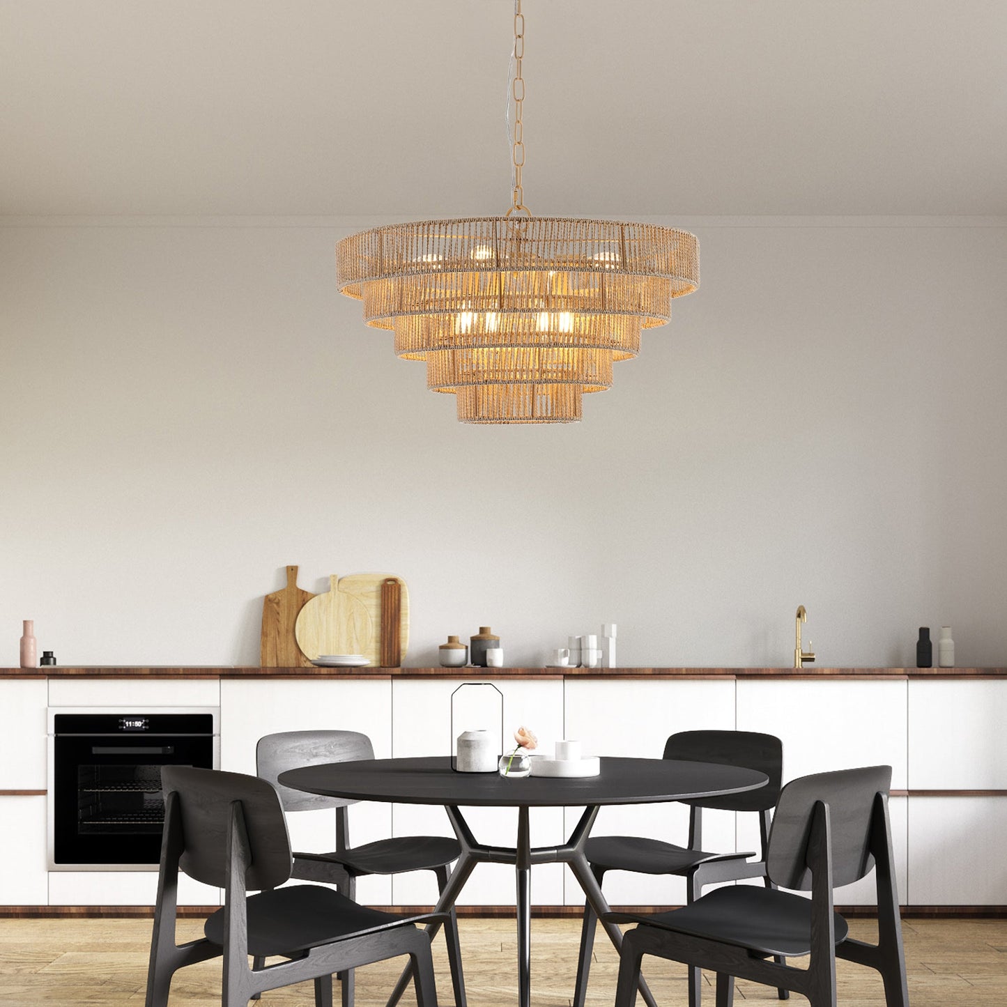 Bohemian Style Woven Pendant Light 23.6 Inch Rattan Ligh Large Rattan Pendant Light