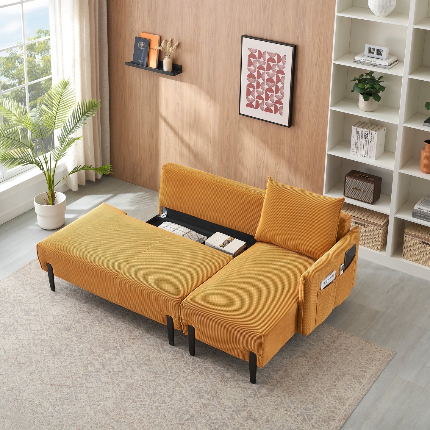 79.50 Inches Long, Velvet Sofa Fabric, With Three Matching Pillows and Spacious and Comfortable Seats