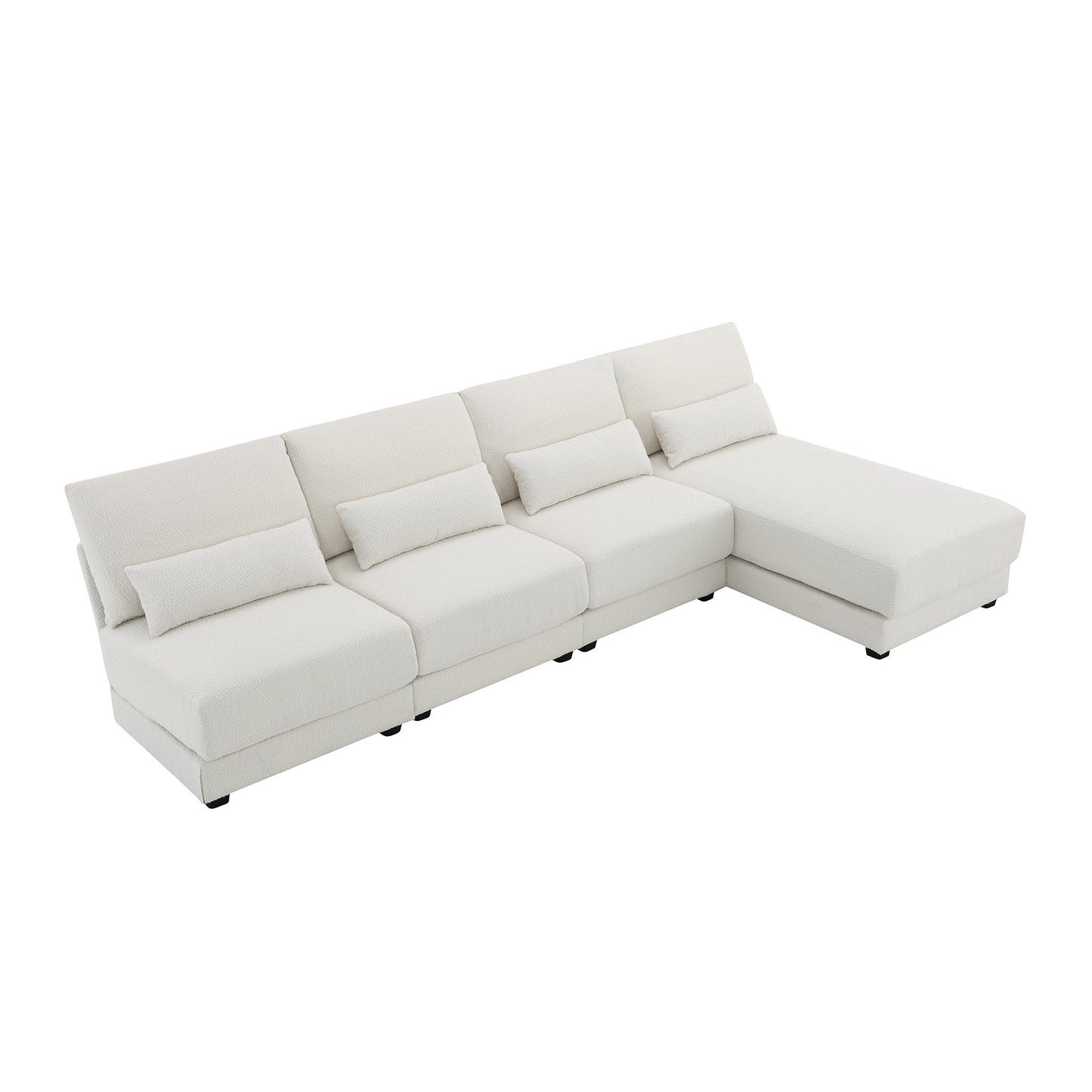 120*61" Oversized Deep Seat Sectional Sofa With Reversible Chaise,Loop Yarn Fabric 5-Seat Armless Indoor Furniture