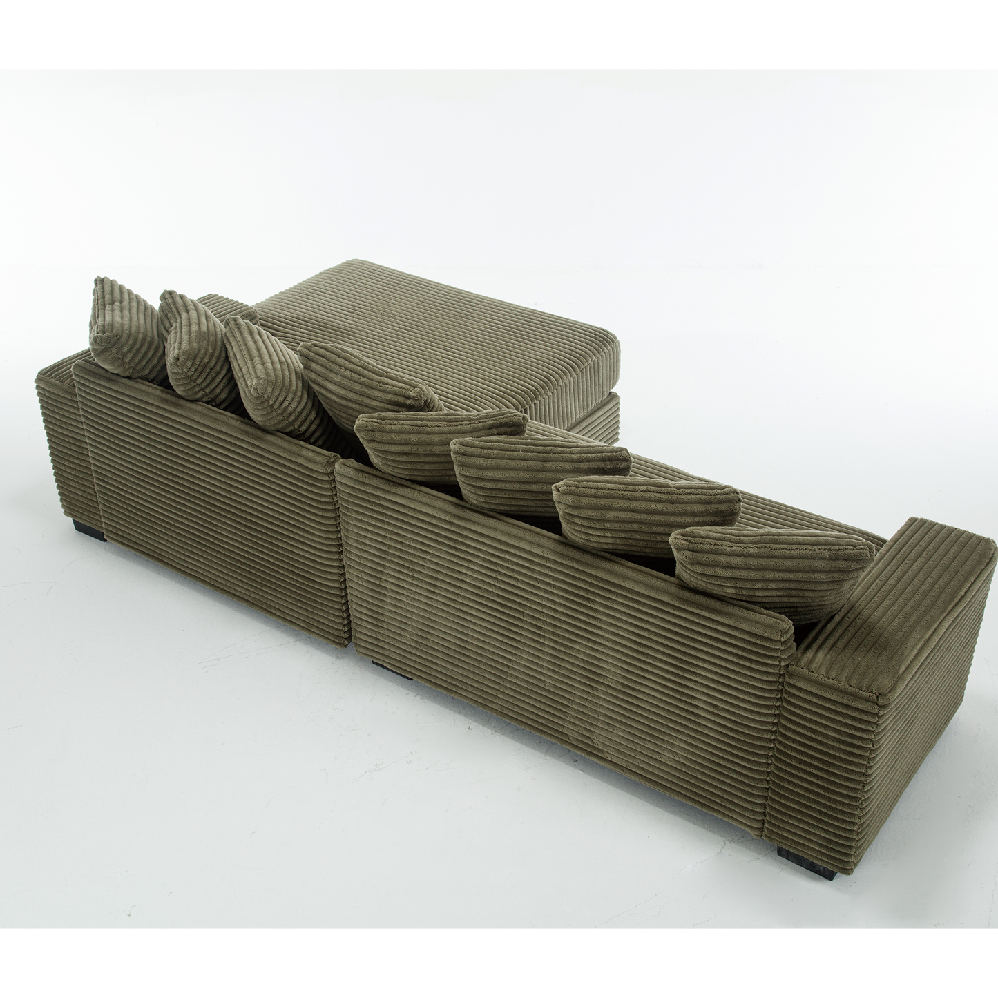 Oversized Two-Piece Couches, L Shaped Sofa, Corduroy, Right Chaise Daybed,with Armrests,Eight Throw Pillows,Corner Sofa