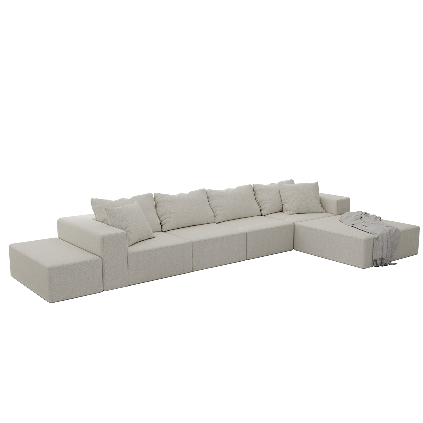 Modern Upholstered Sectional Sofa Couch Set,Modular 132" L Shaped Sectional Living Room Sofa Set With 6 Pillows,Free Com