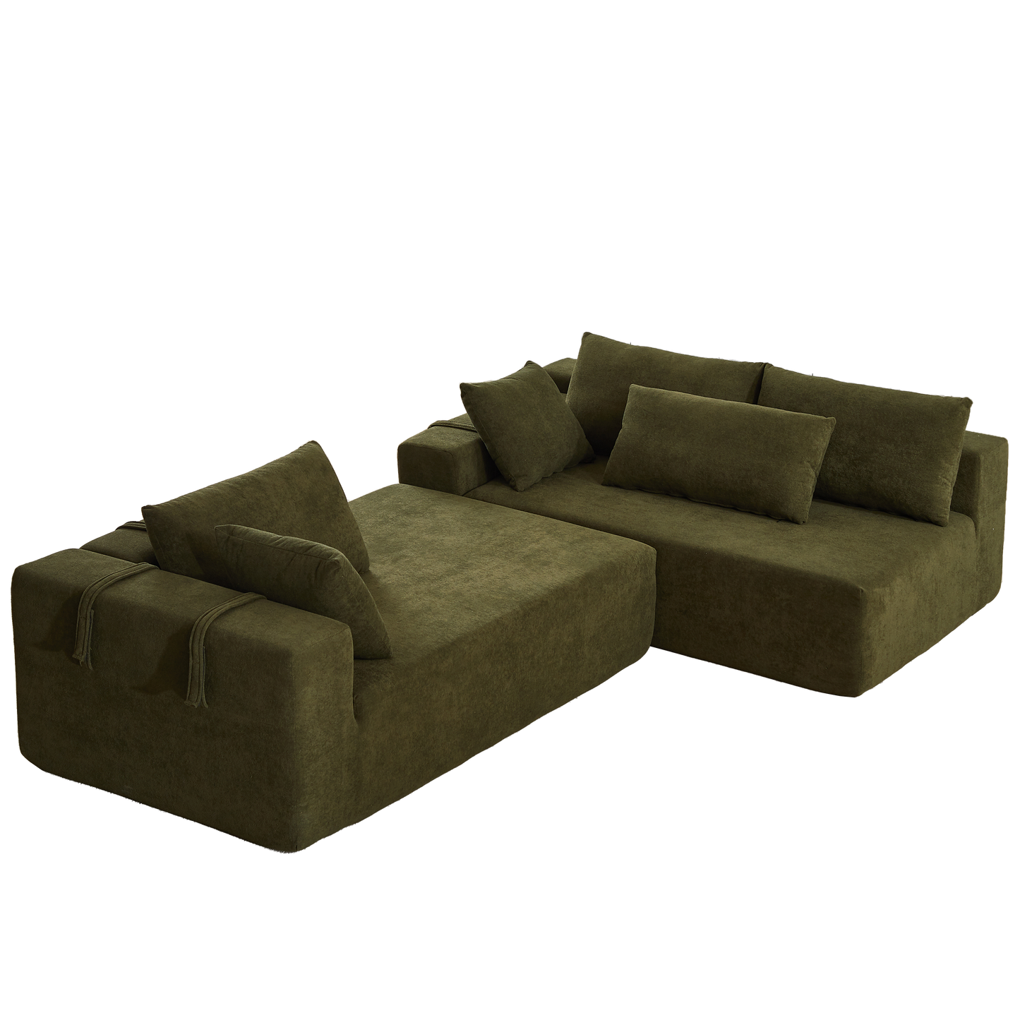 Modern Chenille Upholstered Sectional Sofa Couch Set,Modular 108" L Shaped Sectional Living Room Sofa Set With 6 Pillows