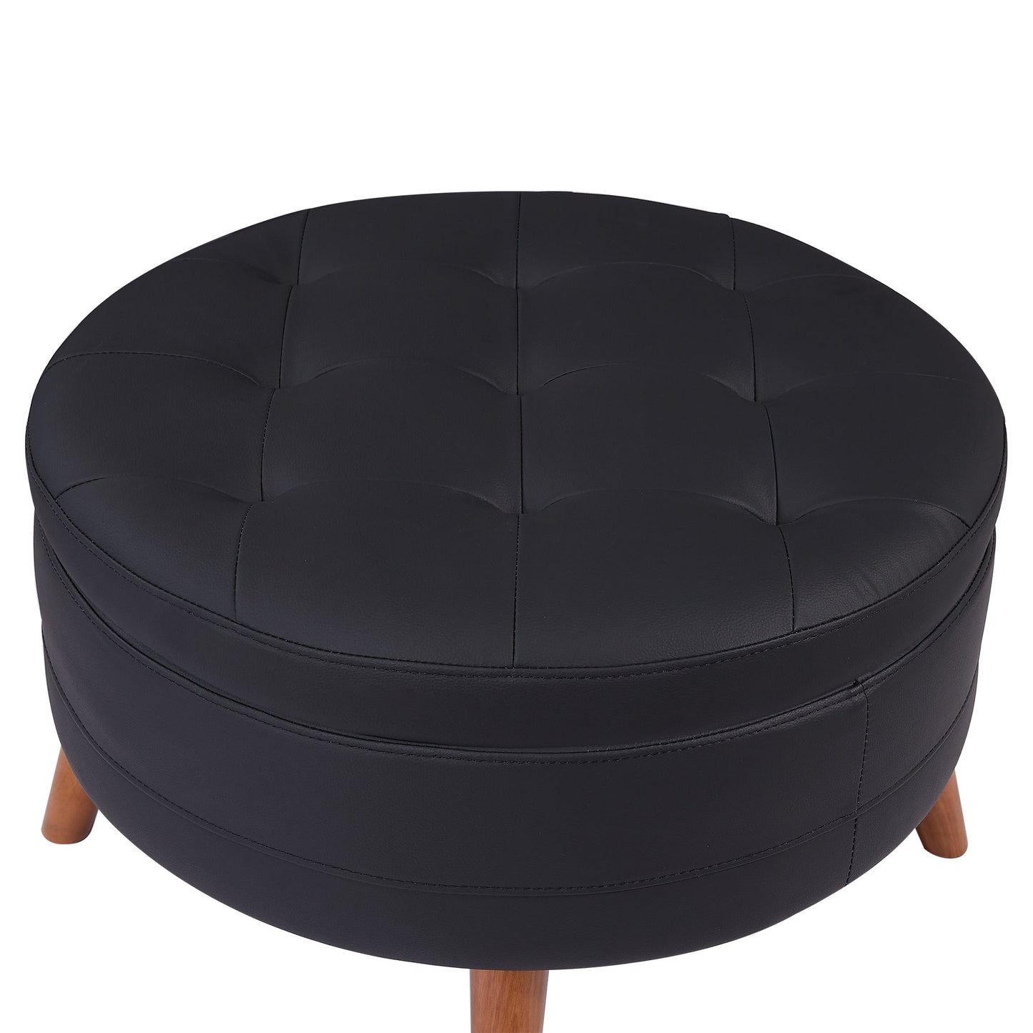 107" Contemporary Sofa Stylish Sofa Couch With a Round Storage Ottoman and Three Removable Pillows for Living Room, Black