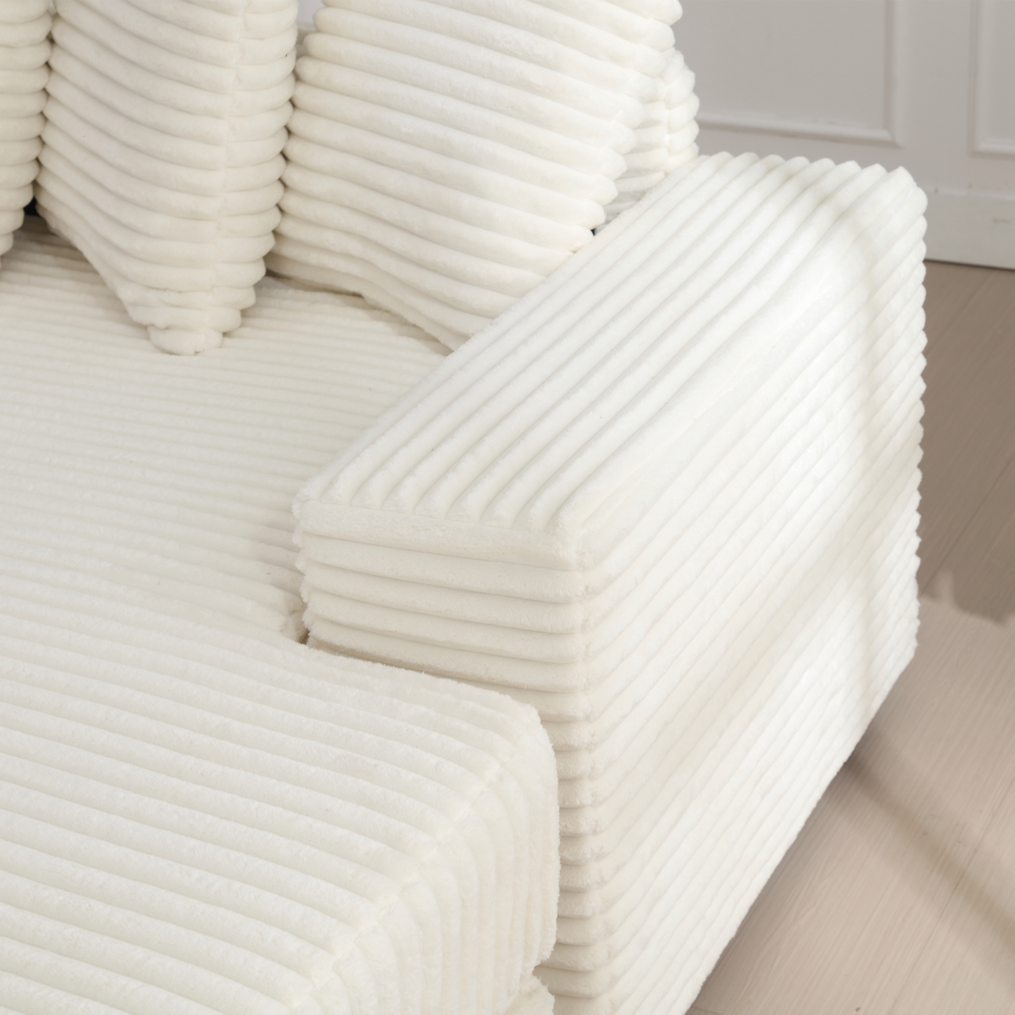 Oversized Two-Piece Couches, L Shaped Sofa, Corduroy, Right Chaise Daybed,with Armrests,Eight Throw Pillows,Corner Sofa