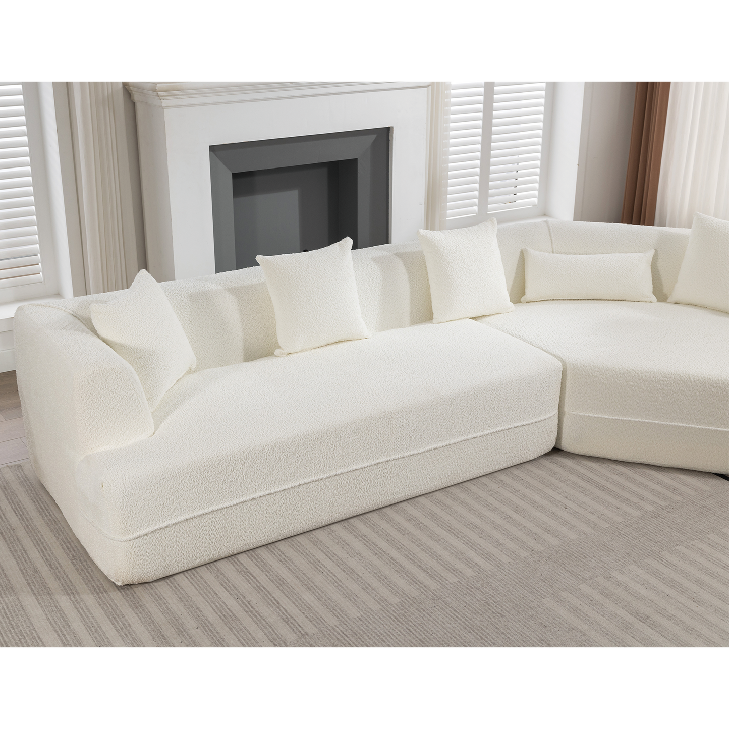 Modular Sofa , Modern Minimalist Style Sofa, Upholstered , Free Combination, Round Fiber Fabric, Anti-Wrinkle Fabric