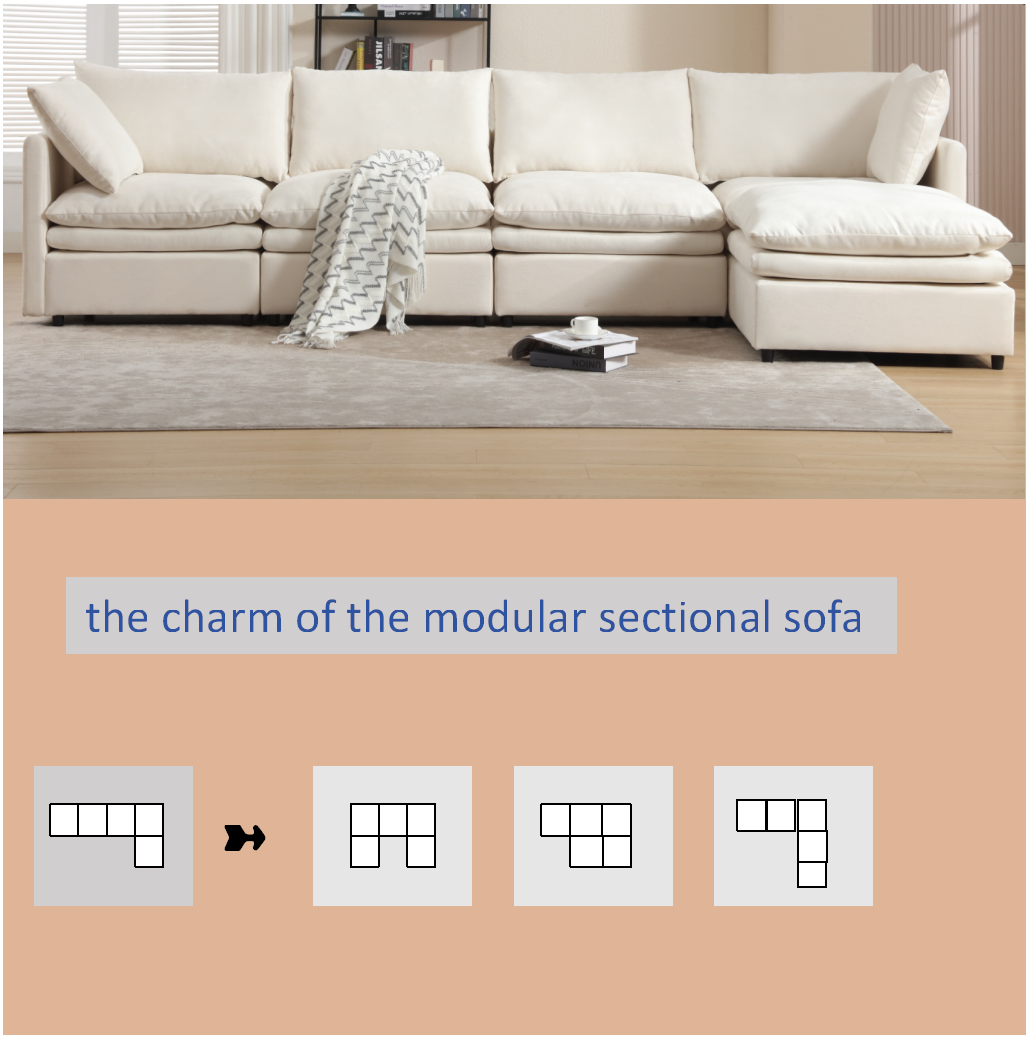 Modern U-Shaped Sectional Sofa ,5-Seat Sofa ,Sleeper Sofa Couch With Chaise Lounge for Living Room,Apartment,Upholstere