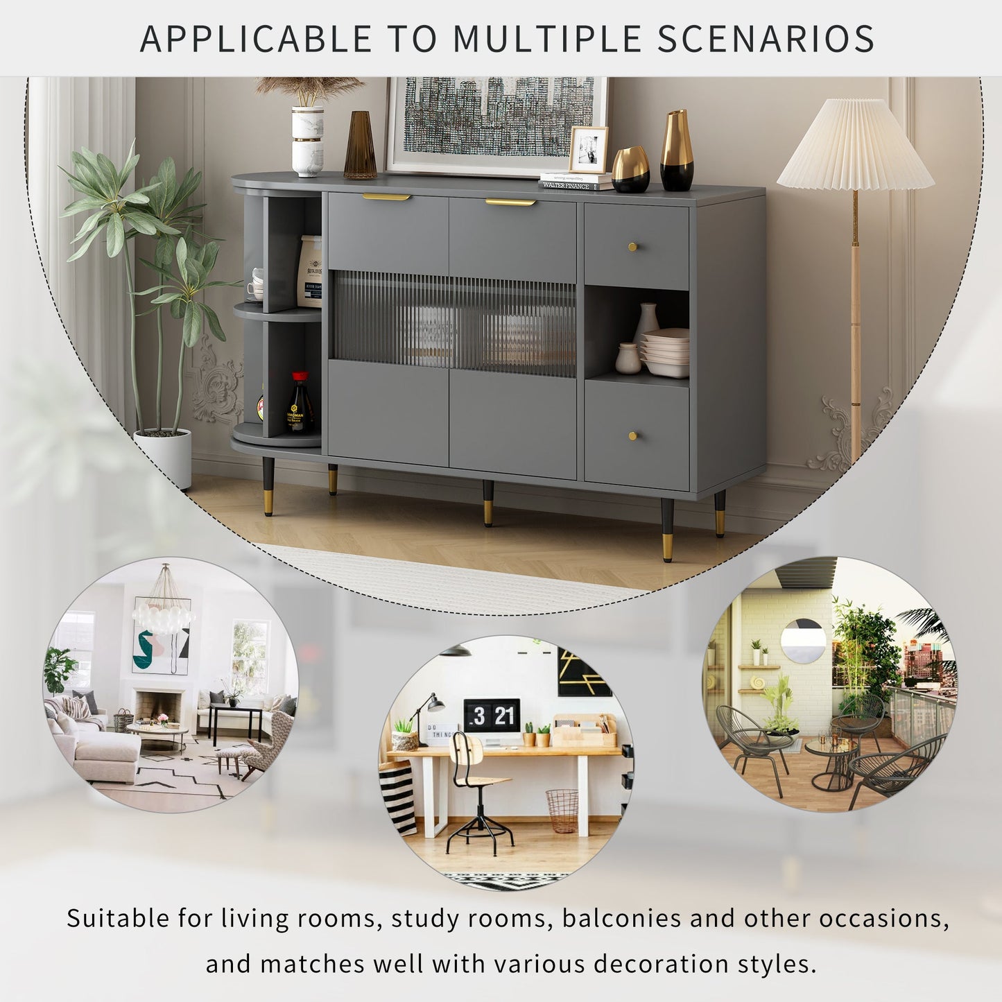 Rotating Storage Cabinet With 2 Doors and 2 Drawers, Suitable for Living Room, Study, and Balcony