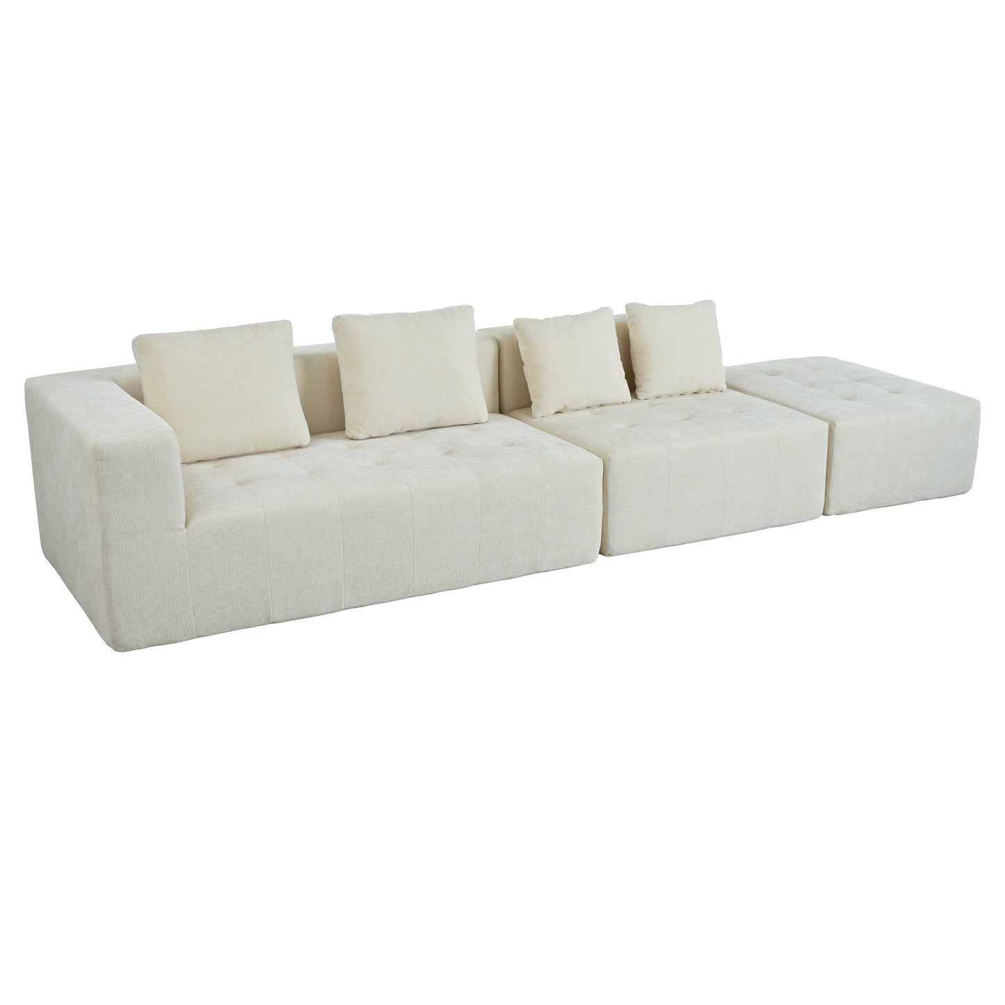 Modern Large Removable Modular Sofa, 3-Piece Set With Free Combination, Includes 4 Cushions, Ideal for Living Room, Bedroom