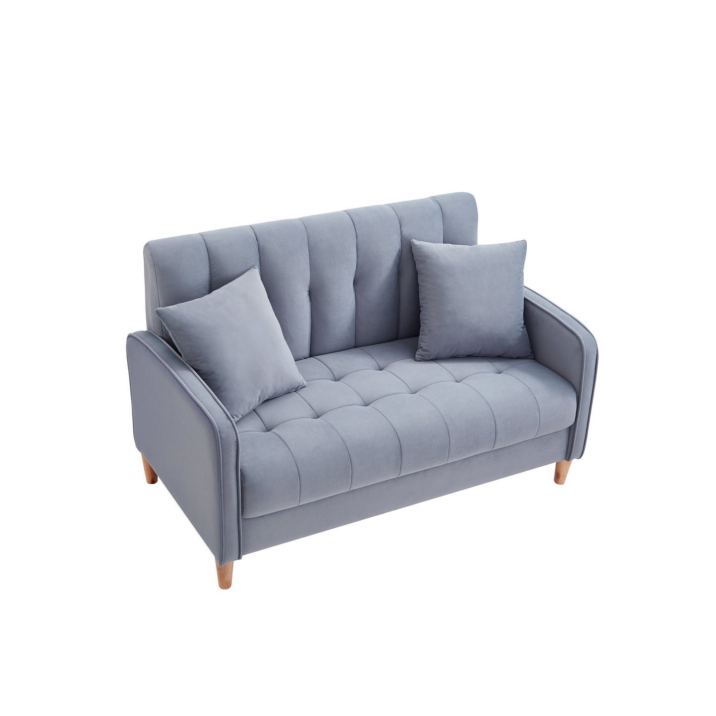 Modern Design Couch for Living Room Department Small Space Loveseat Smooth Velvet Upholstered Tufted Sofa Light Blue