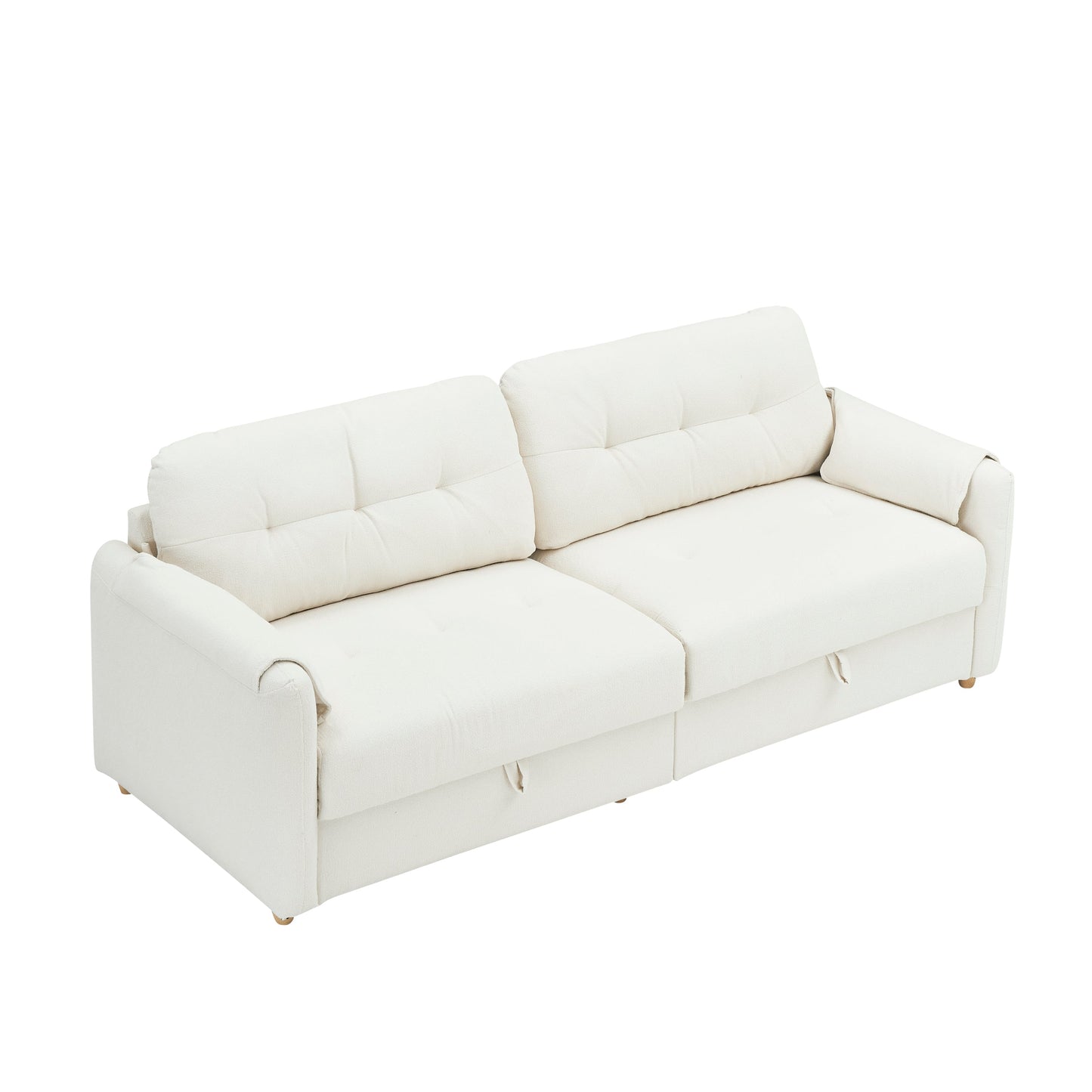 79.50 Inches Long, Teddy Cotton Linen Sofa Fabric, With Metal Conical Long Legs, Metal Strip Matching, Stylish