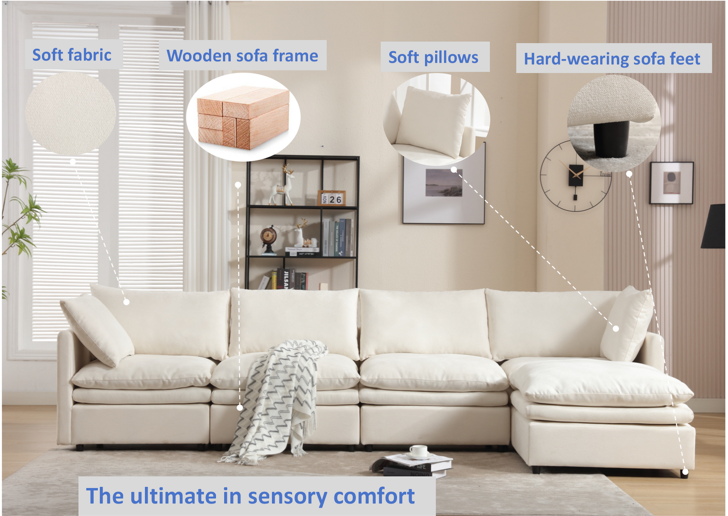 Modern U-Shaped Sectional Sofa ,5-Seat Sofa ,Sleeper Sofa Couch With Chaise Lounge for Living Room,Apartment,Upholstere