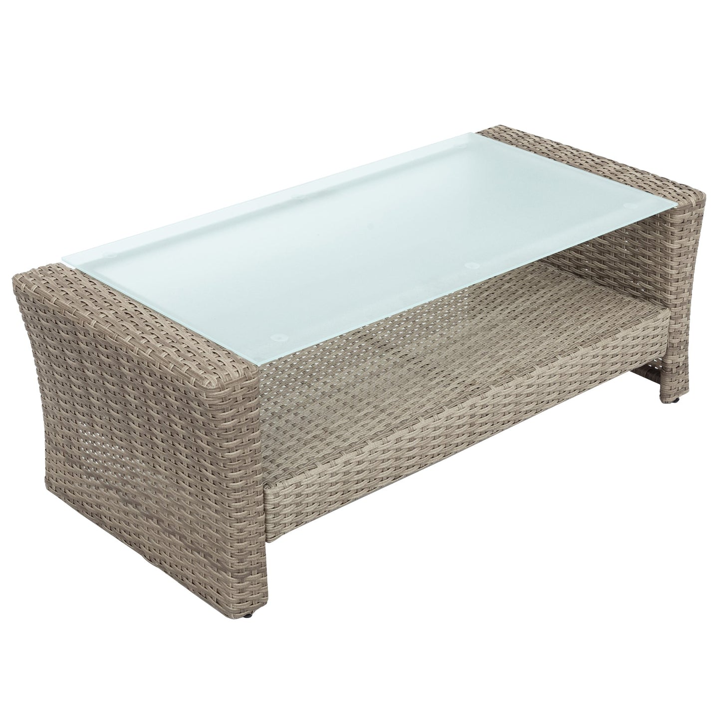 Patio Furniture Set, 4 Piece Outdoor Conversation Set All Weather Wicker Sectional Sofa With Ottoman and Cushions