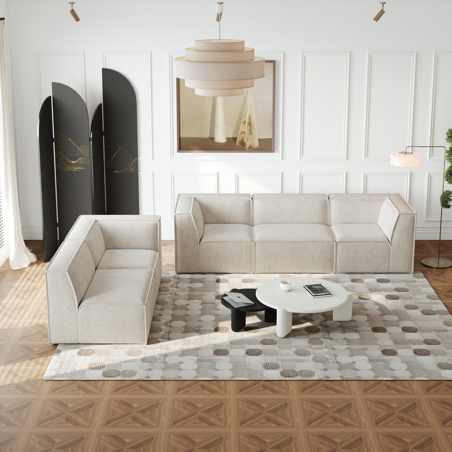 106*106" Chenille Modular L Shaped Sectional Sofa,Luxury Floor Couch Set,Upholstered Indoor Furniture