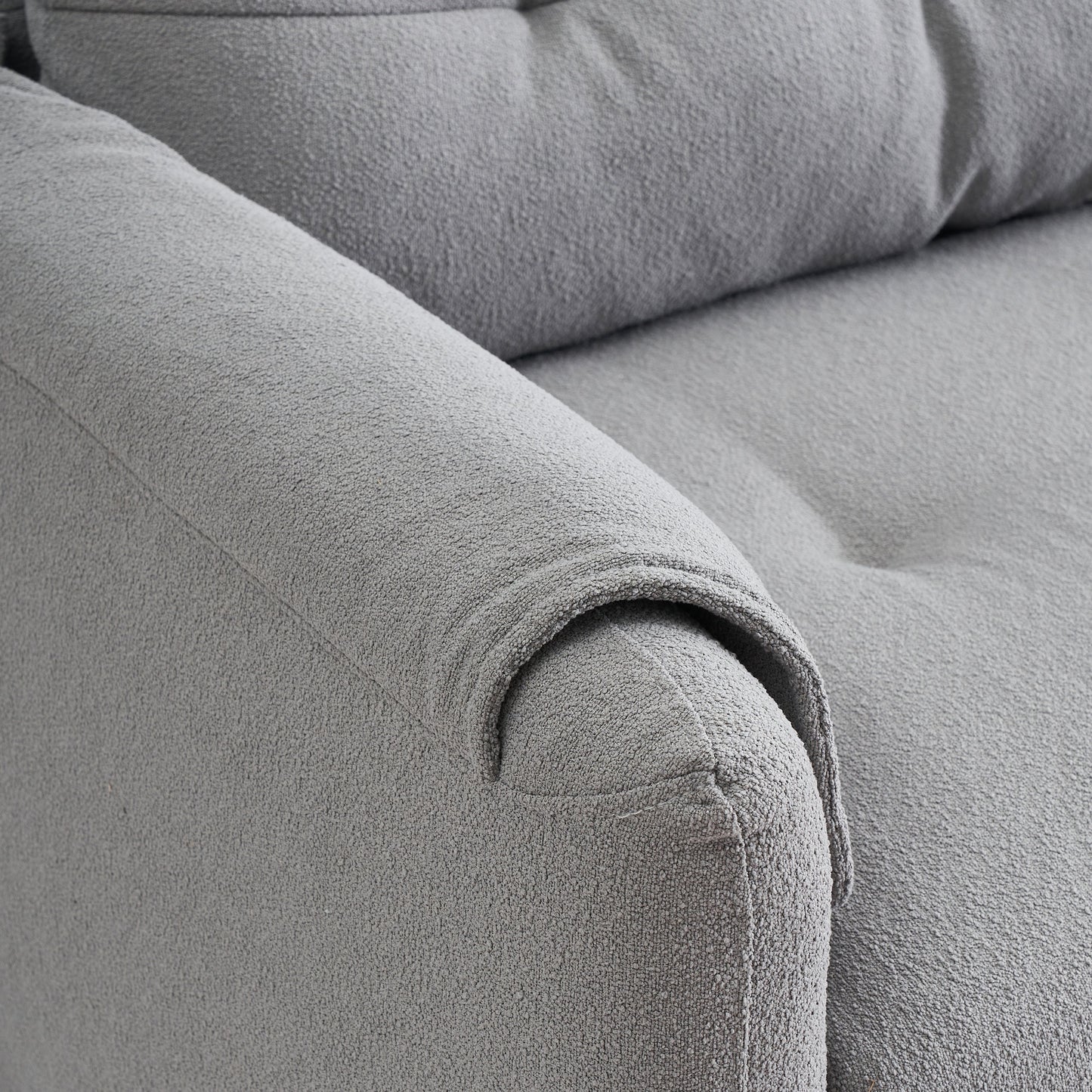 79.50 Inches Long, Teddy Cotton Linen Sofa Fabric, With Metal Conical Long Legs, Metal Strip Matching, Stylish