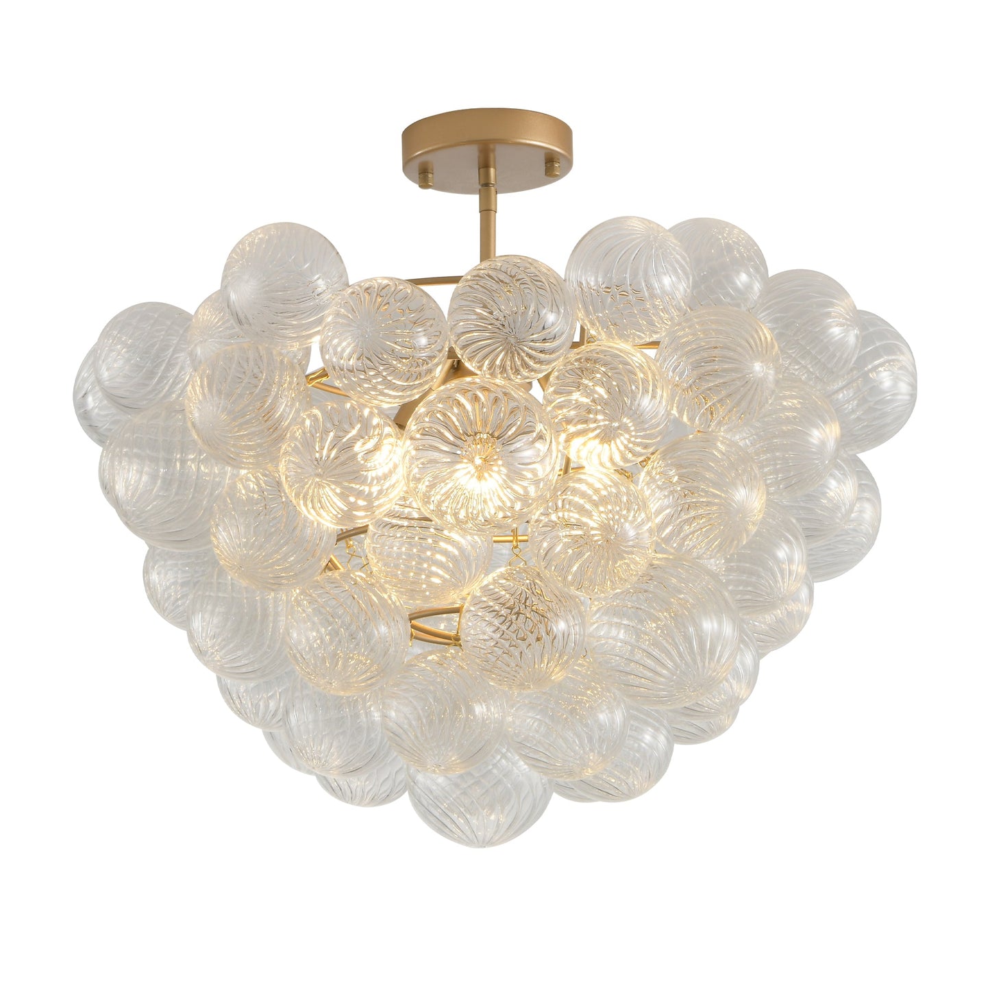 20-Inch Gold Ceiling Pendant Light With Threaded Clear Glass Globe Shade – Ideal for Living Room, Dining Room, Kitchen