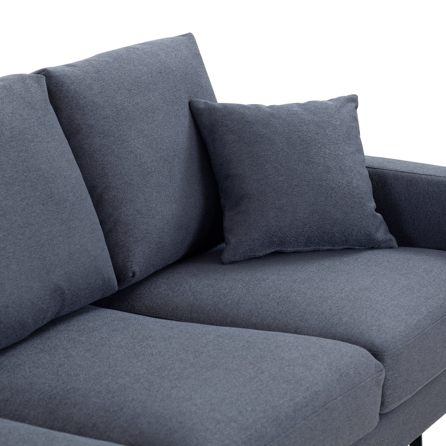 Modern Grey Three-Seat Sofa With Thick Sponge and Two Pillows, 87.40inch