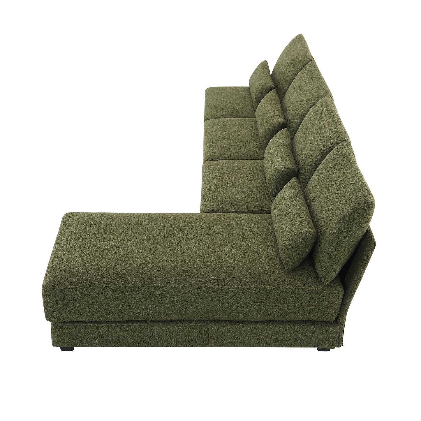 120*61" Oversized Deep Seat Sectional Sofa With Reversible Chaise,Loop Yarn Fabric 5-Seat Armless Indoor Furniture