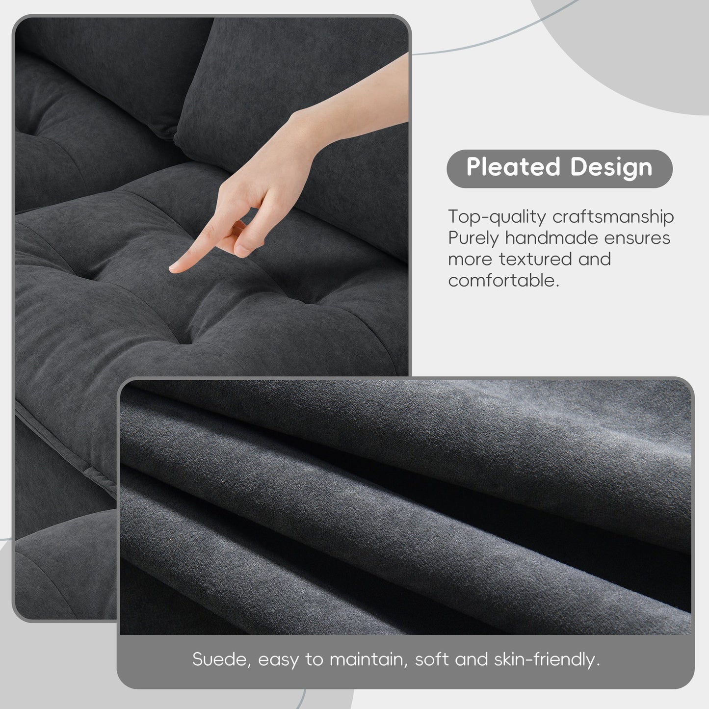 100*59" Modern Convertible Sectional Sofa,L-Shaped Reversible Couch Set With Free Pillows,4 Seat Suede Velvet Sleeper Sofa