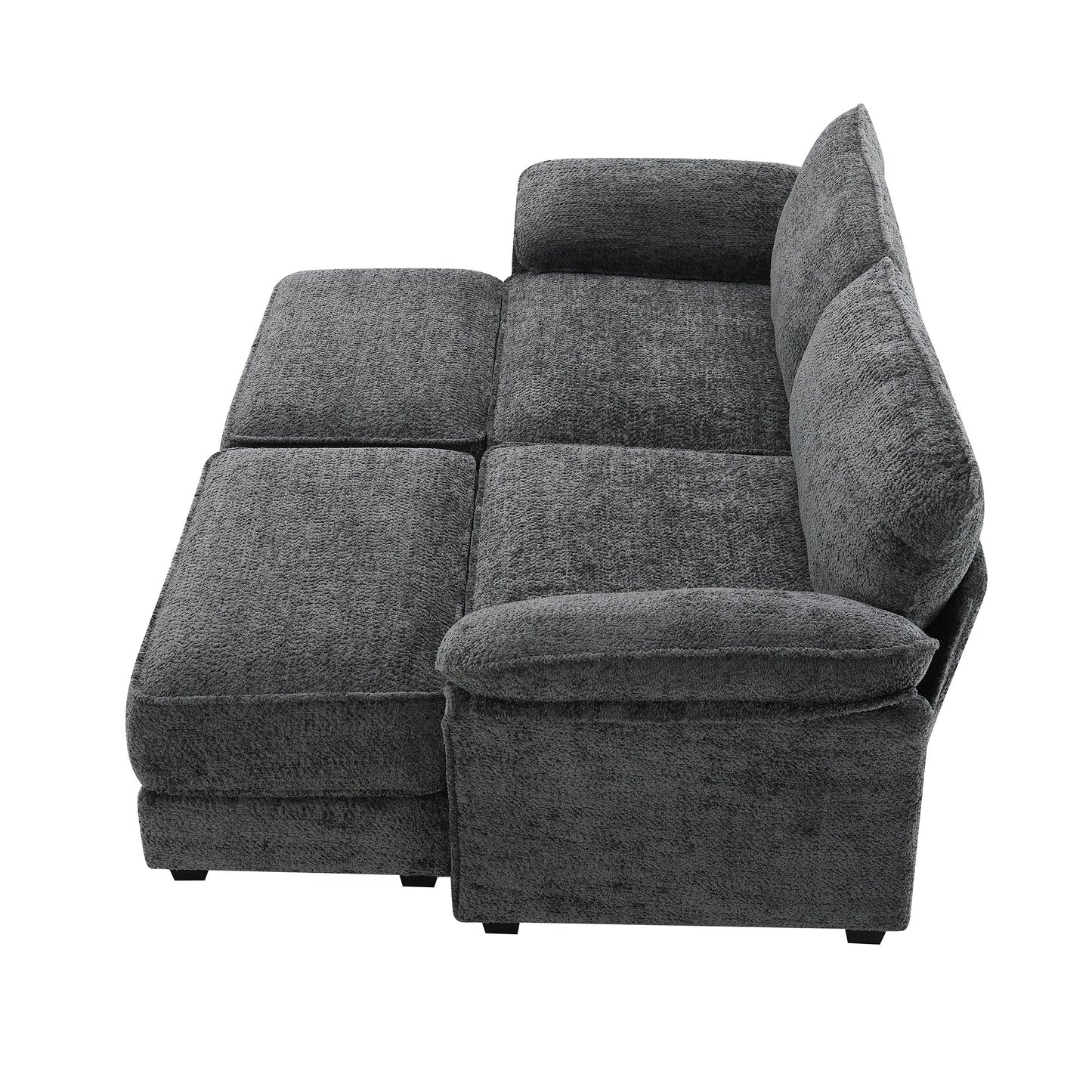 Free Combination Modular Convertible Sectional Sofa Bed Set, 4 Seat Upholstered Sleeper Corner Couch, Deep-Seat Loveseat