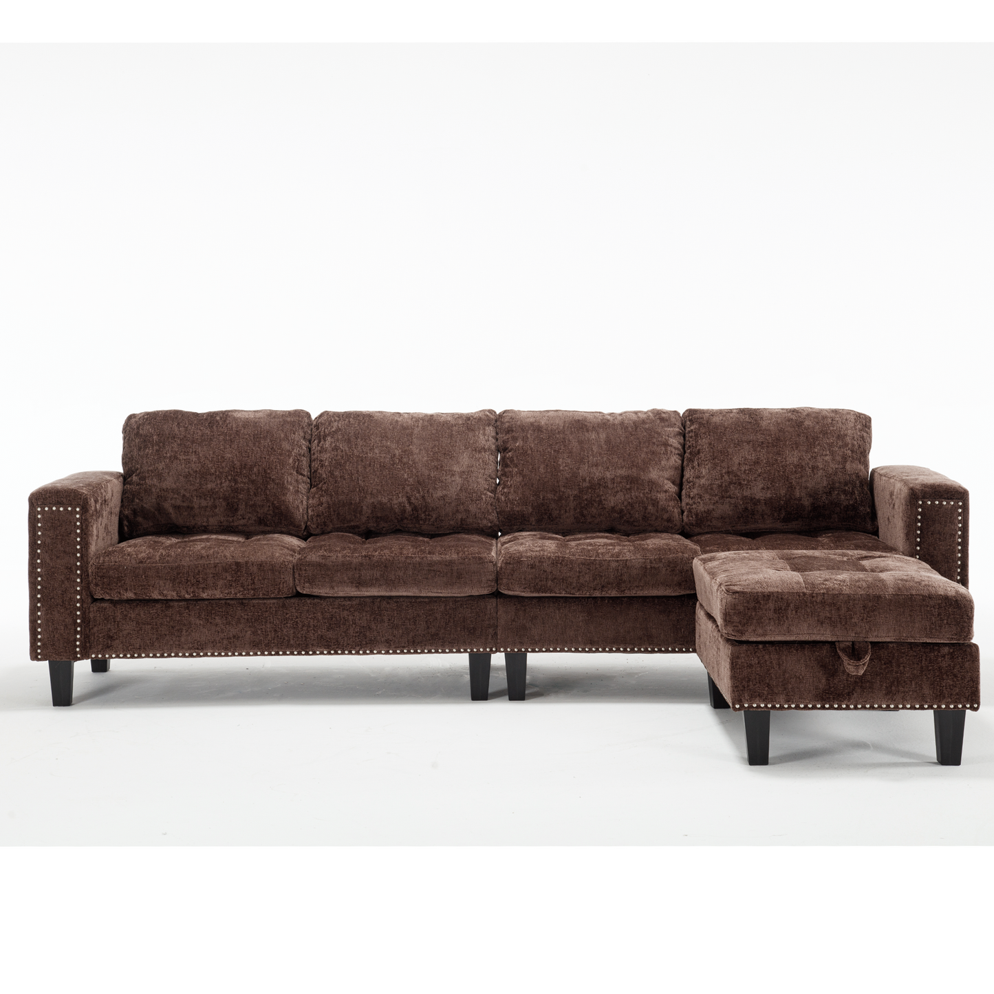 5 Seat Modular Sofa,with Storage Ottoman, Convertible Sectional Sofa, L Shaped Couch , Reversible Chaise ,Riveted Sofa