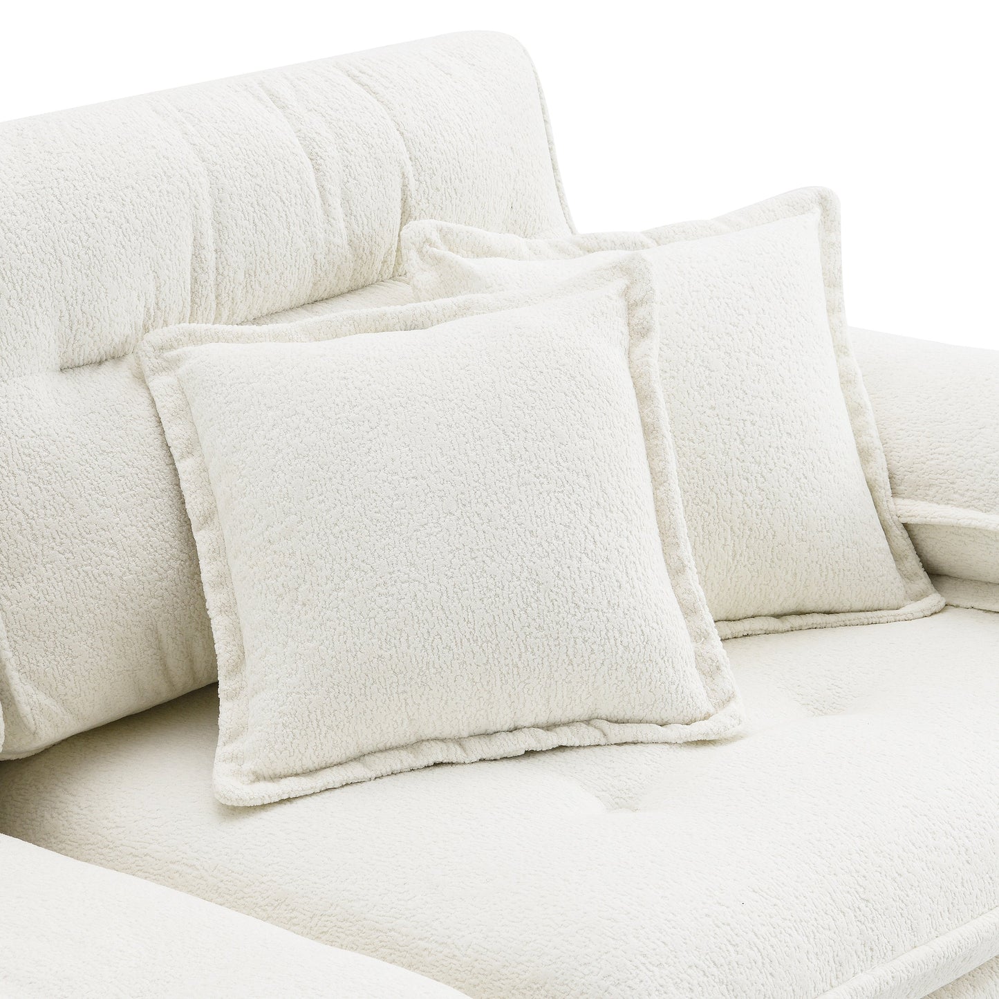 106*66.5" L Shaped Convertible Sectional Sofa,4 Seat Tufted Couch Set With Two-Tone Adjust Legs,Cloud Chenille Fabric