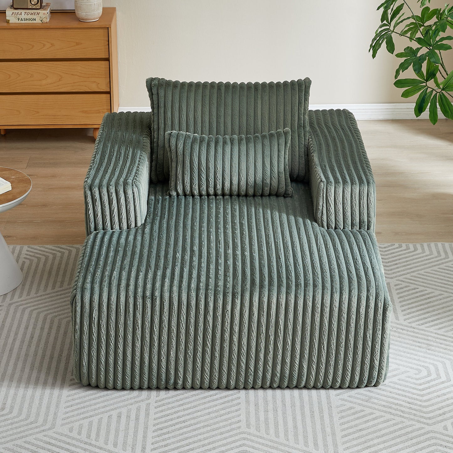 62.5-Inch Corduroy Sponge Sofa Lounge Chair,No Assembly Required,Fluffy Modern Sleeper Chair for Indoor Living Room