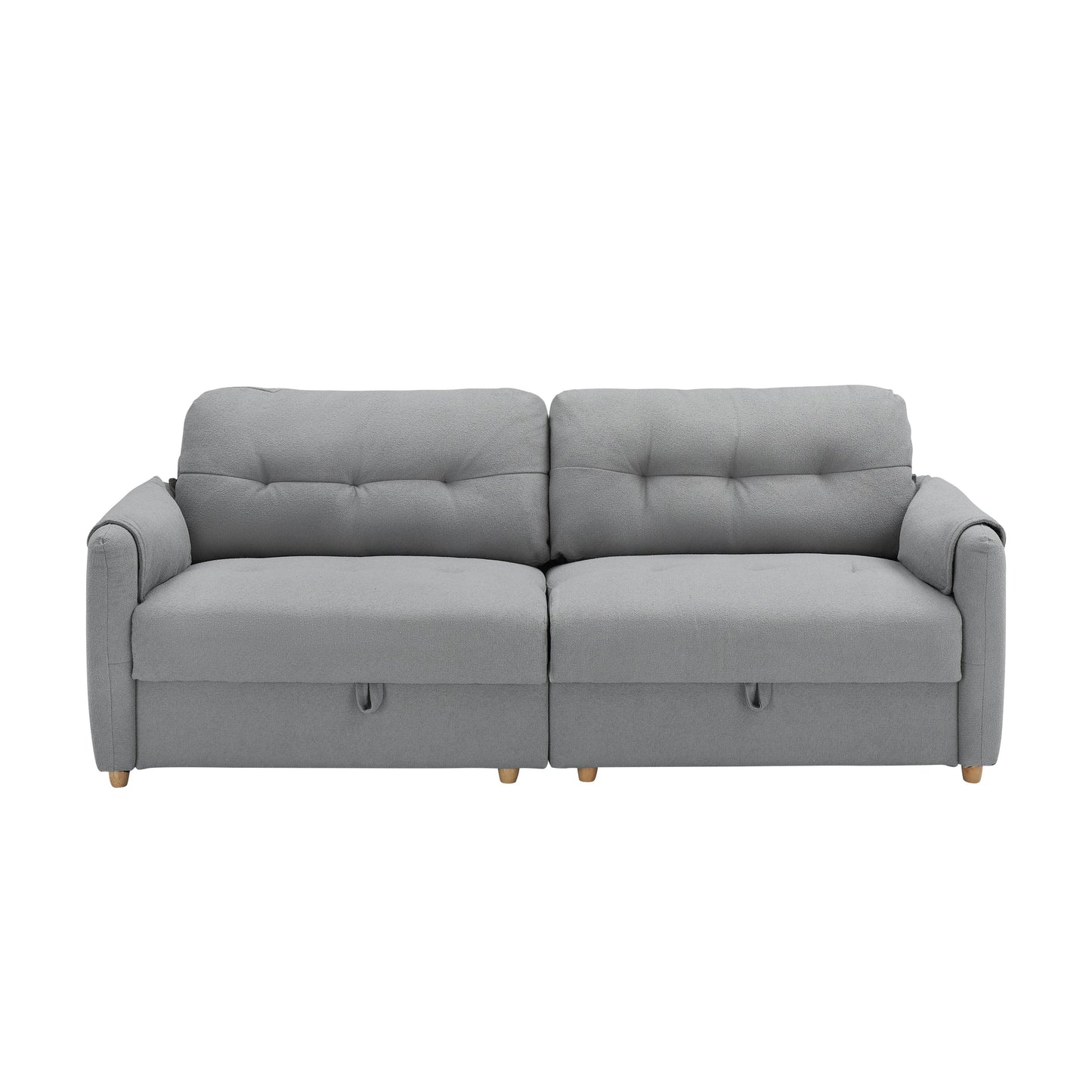 79.50 Inches Long, Teddy Cotton Linen Sofa Fabric, With Metal Conical Long Legs, Metal Strip Matching, Stylish